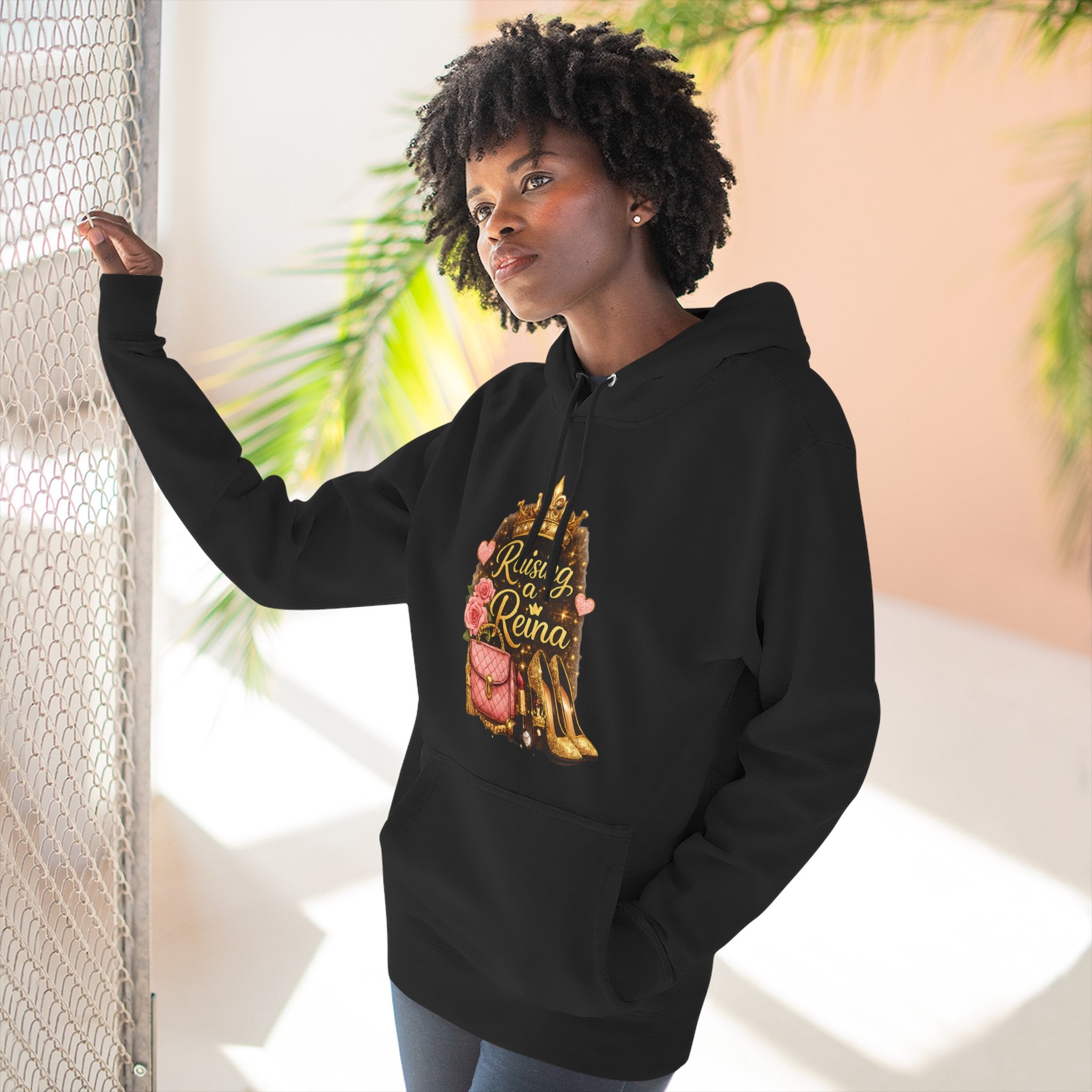 Raising a Reina Hoodie — Floral Crown Heels Mom Empowerment Pullover