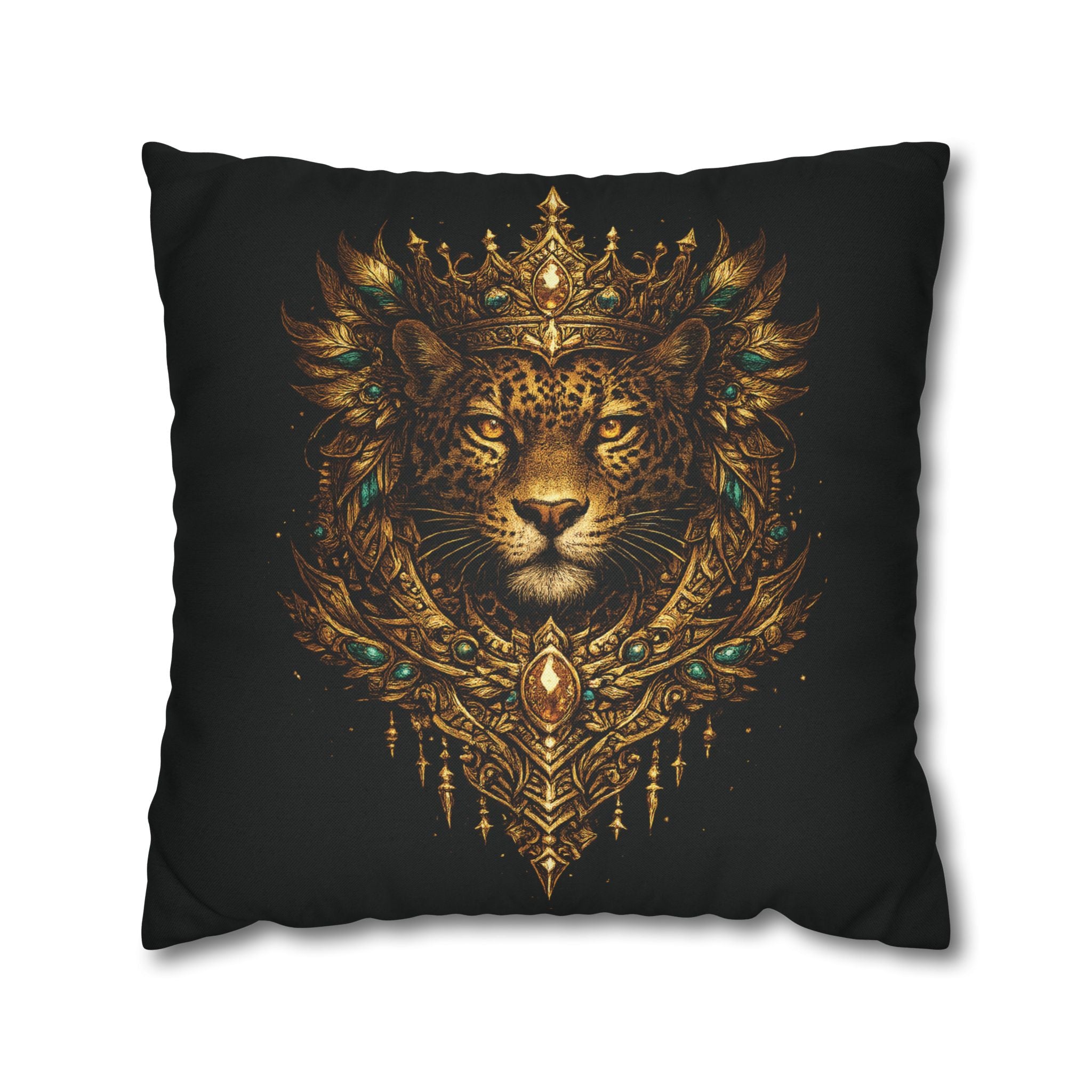 Golden Crowned Jaguar Decorative Pillow case