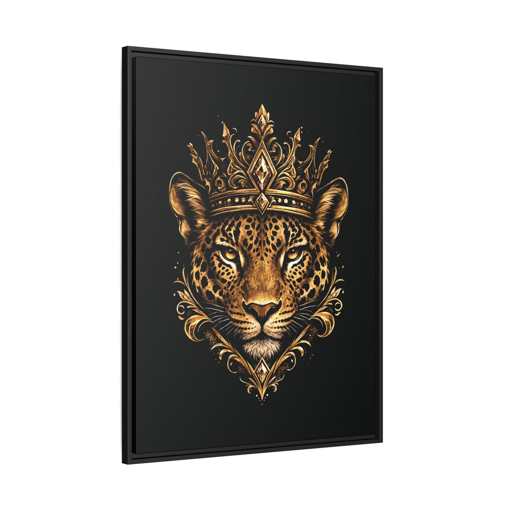 Golden Crowned Jaguar Matte Framed Canvas
