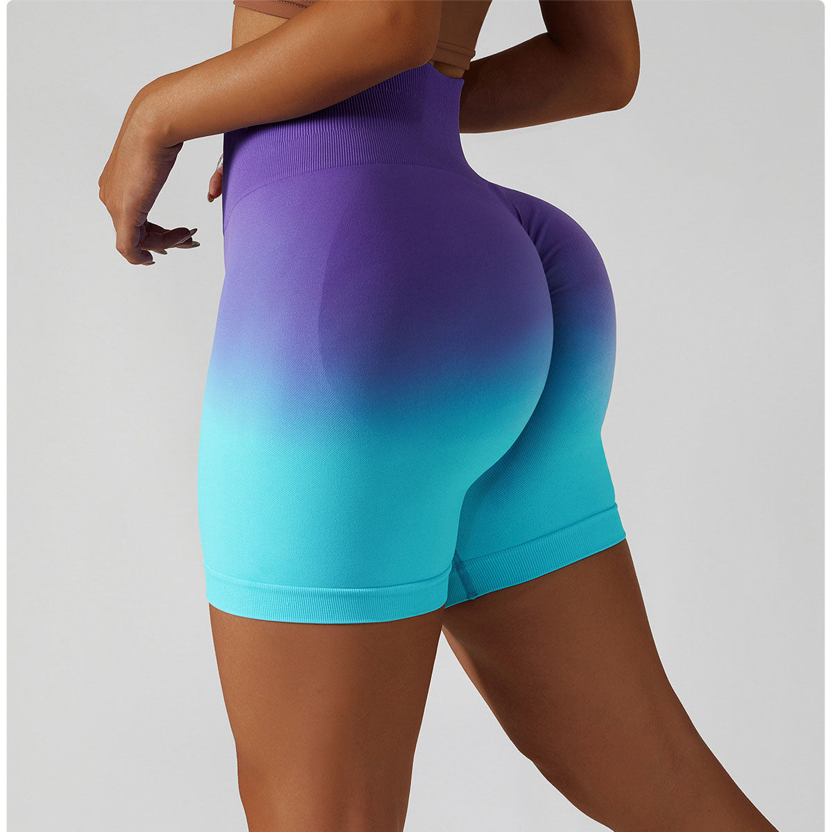 Seamless Gradient High-Waist Yoga Shorts
