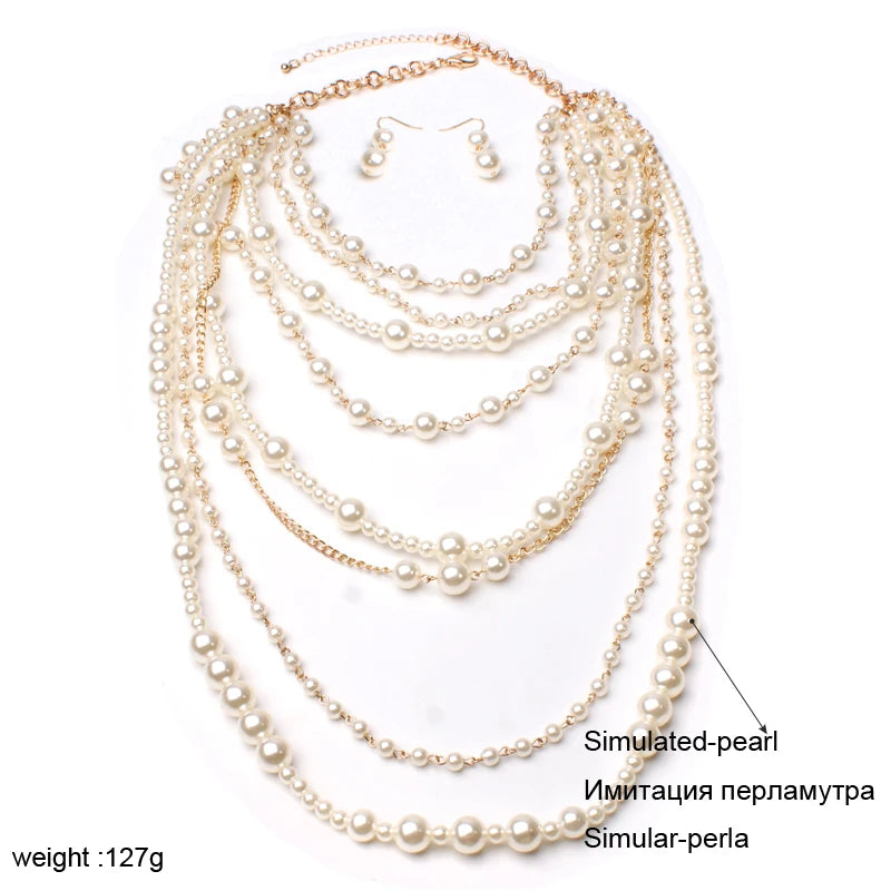 Layered Pearl Statement Necklace