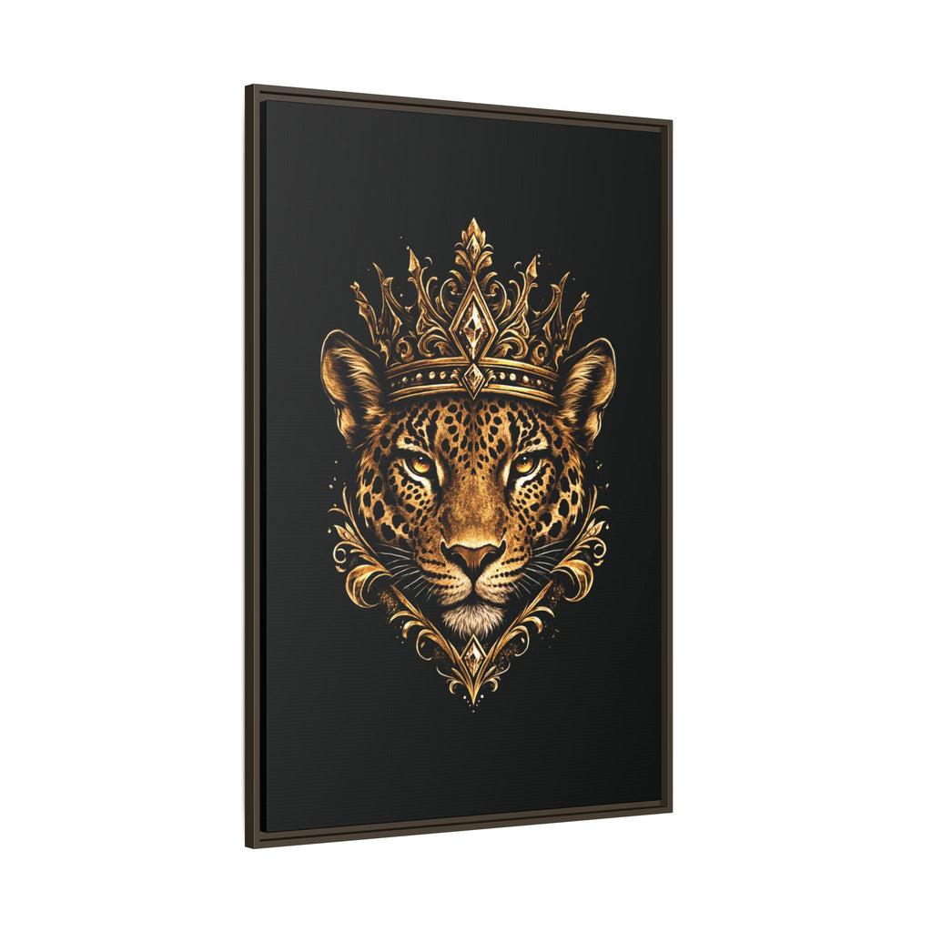 Golden Crowned Jaguar Matte Framed Canvas