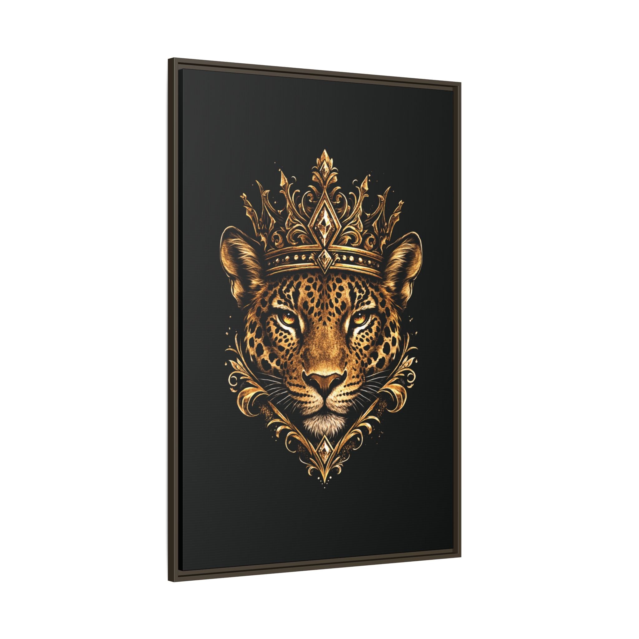 Golden Crowned Jaguar Matte Framed Canvas