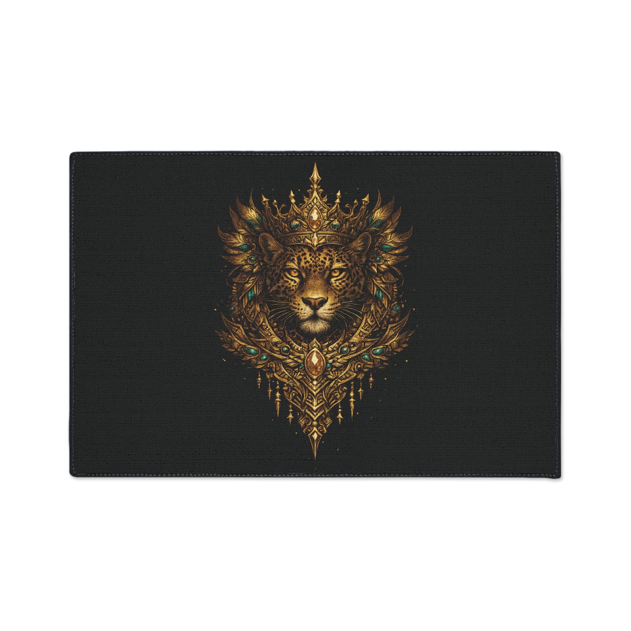 Crowned Jaguar Floor Mat — Regal Decorative Entry Rug