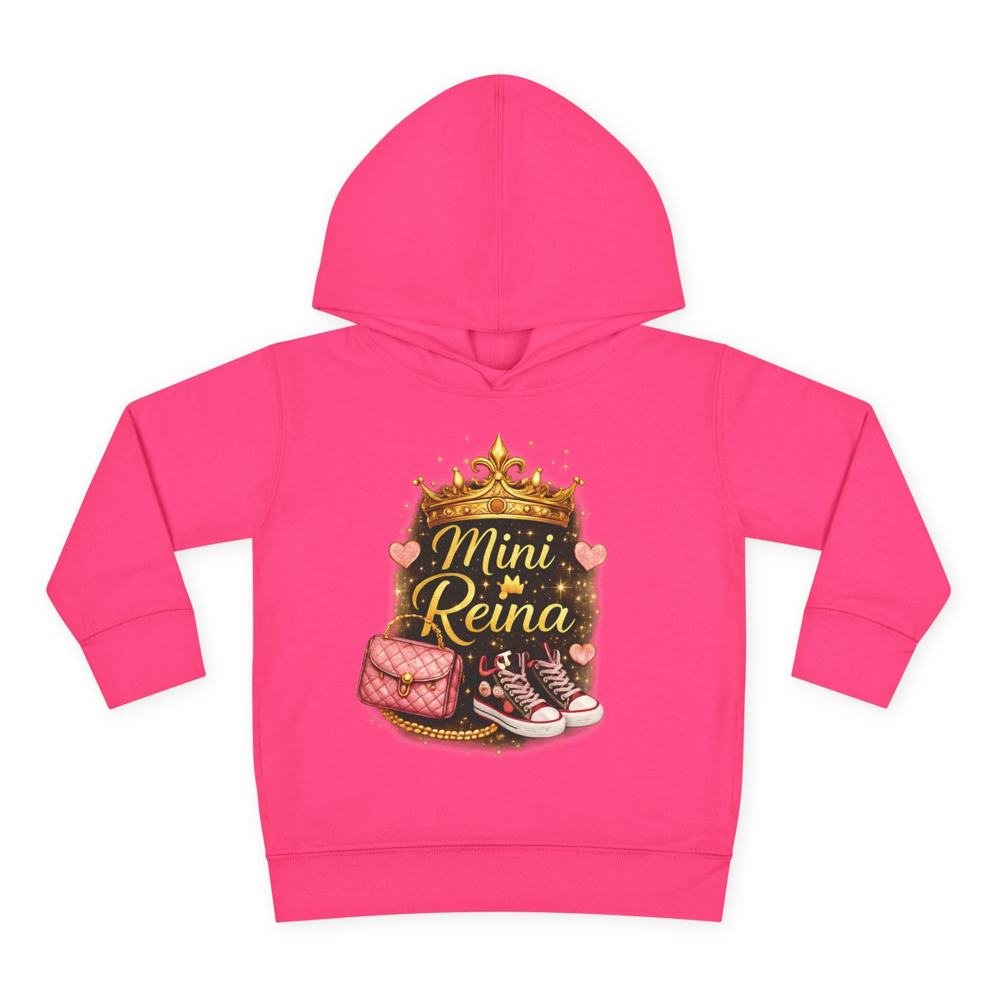 Toddler Hoodie - "Mini Reina" Crown & Shoes Pullover for Baby Girls