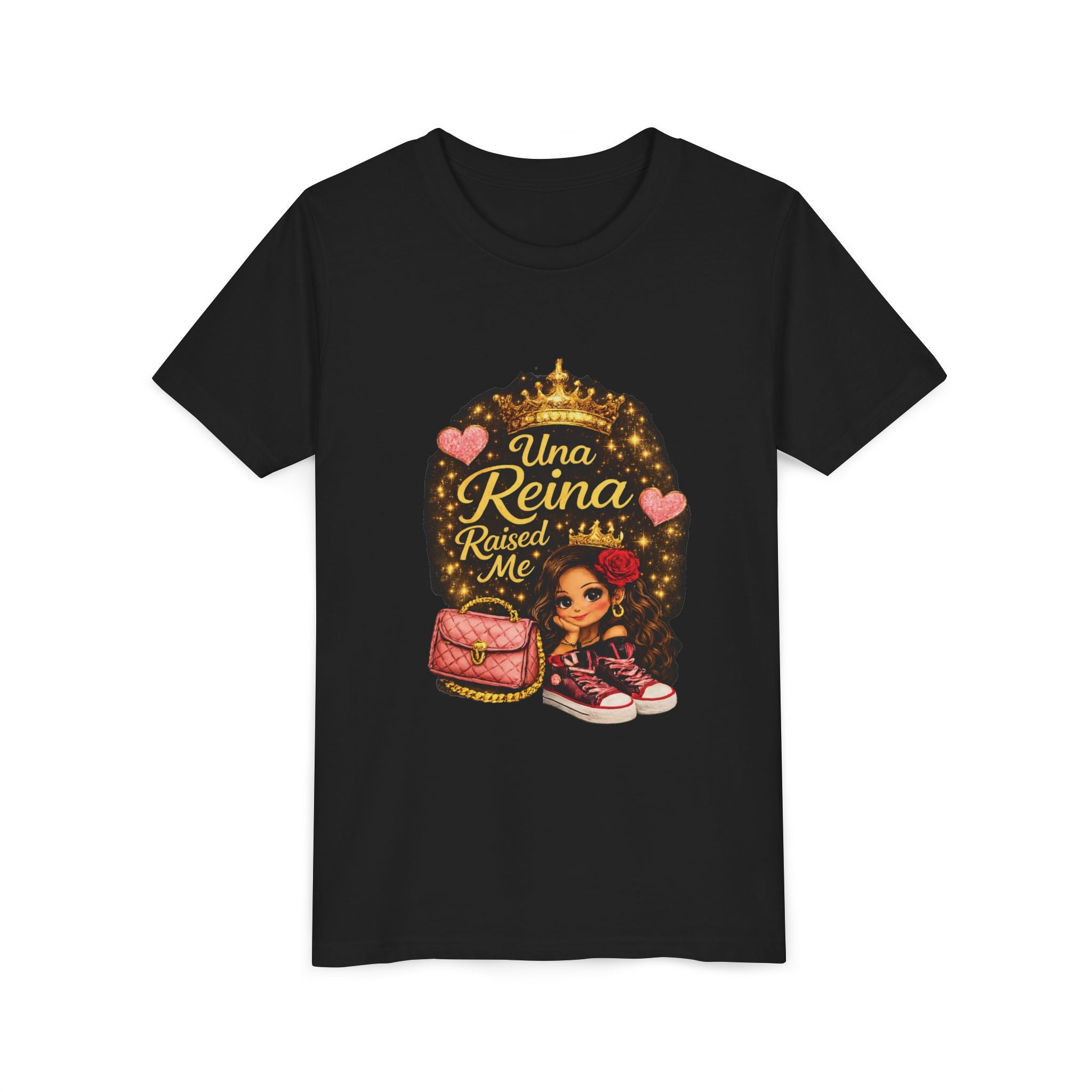 Youth Tee - "Una Reina Raised Me" Cute Princess Graphic Kids Shirt