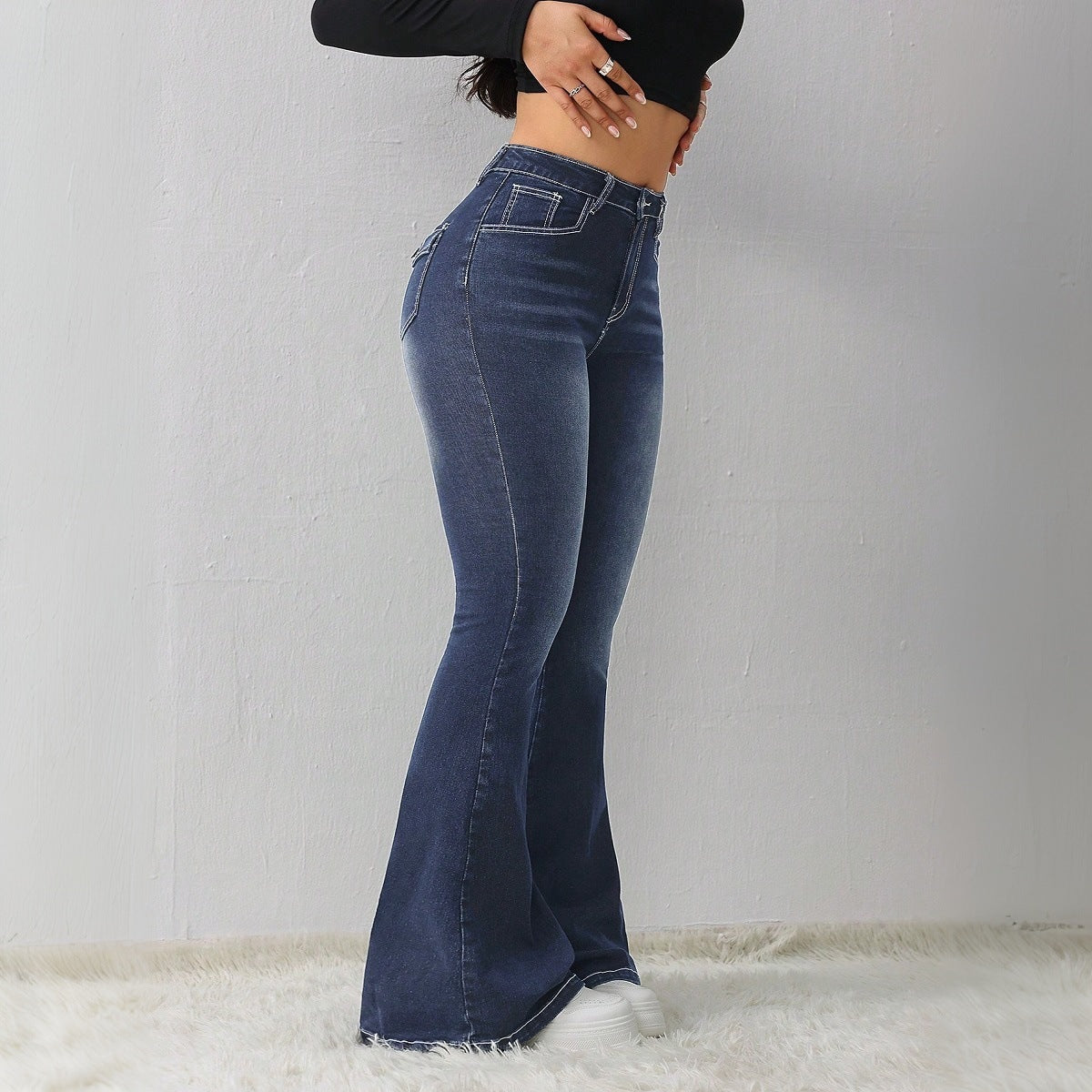 Style High-Waisted Flared Jeans Casual Versatile Denim Flare Pants