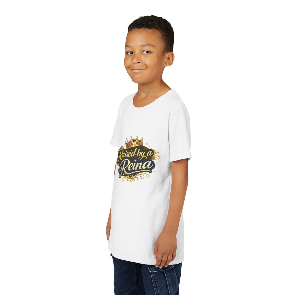Youth Tee — "Raised by a Reina" Crowned Princess Shirt