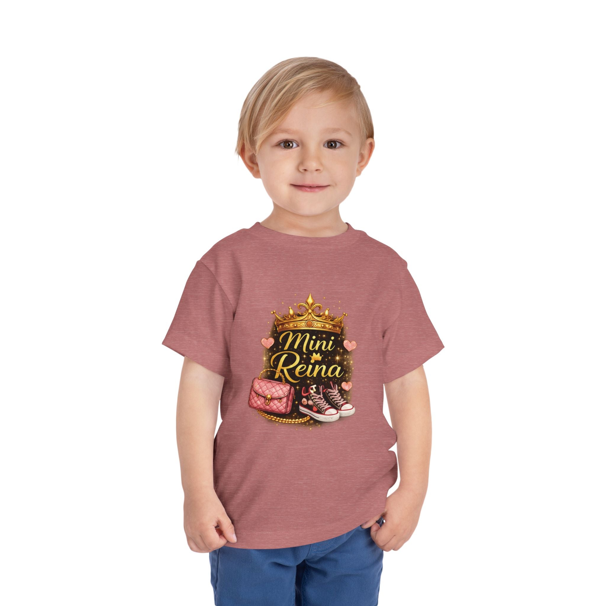 Toddler Tee — "Mini Reina" Crown Design | Crown, Pink Sneakers & Purse Graphic