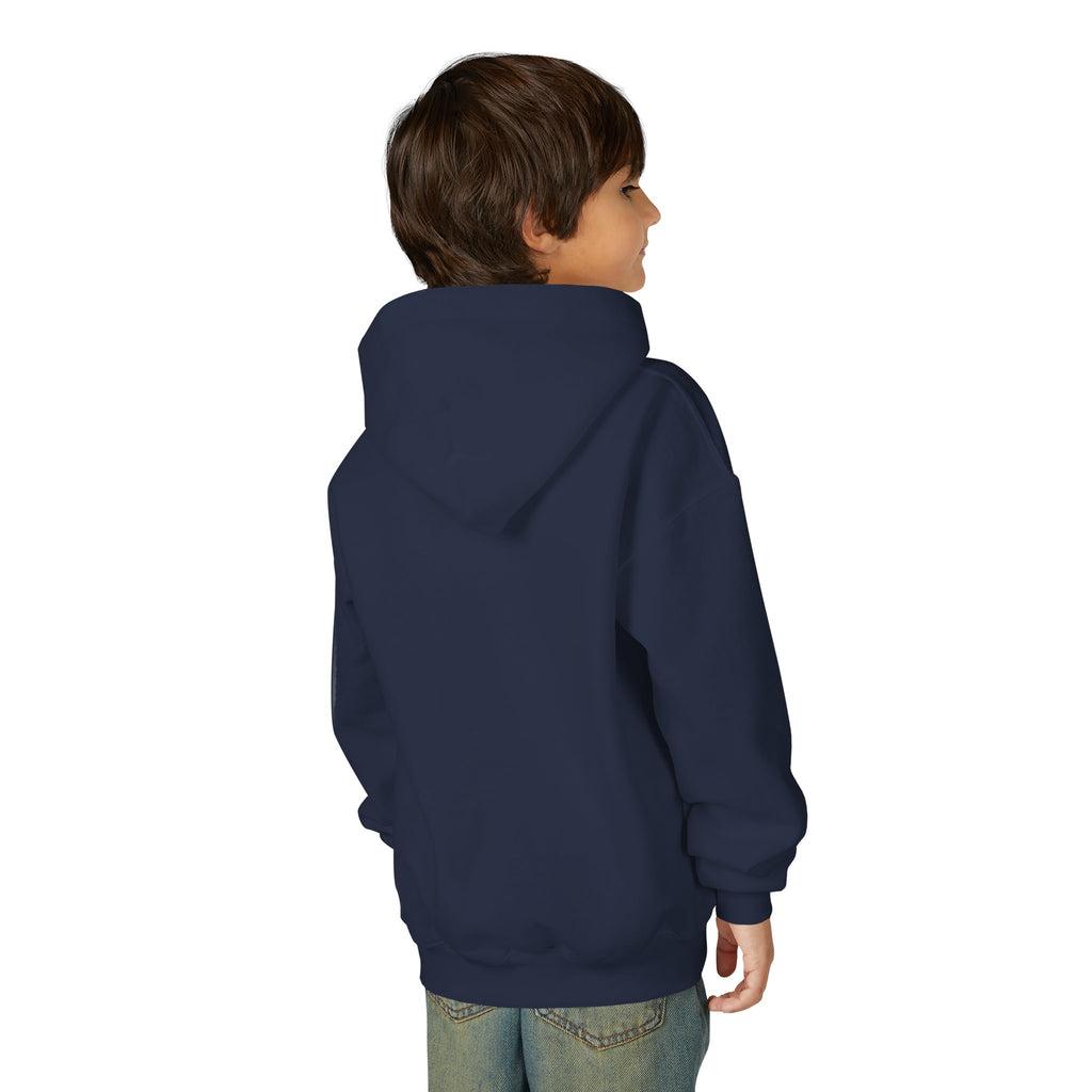 Youth Hoodie — "Raised by a Reina" Gold Script Kids Sweatshirt