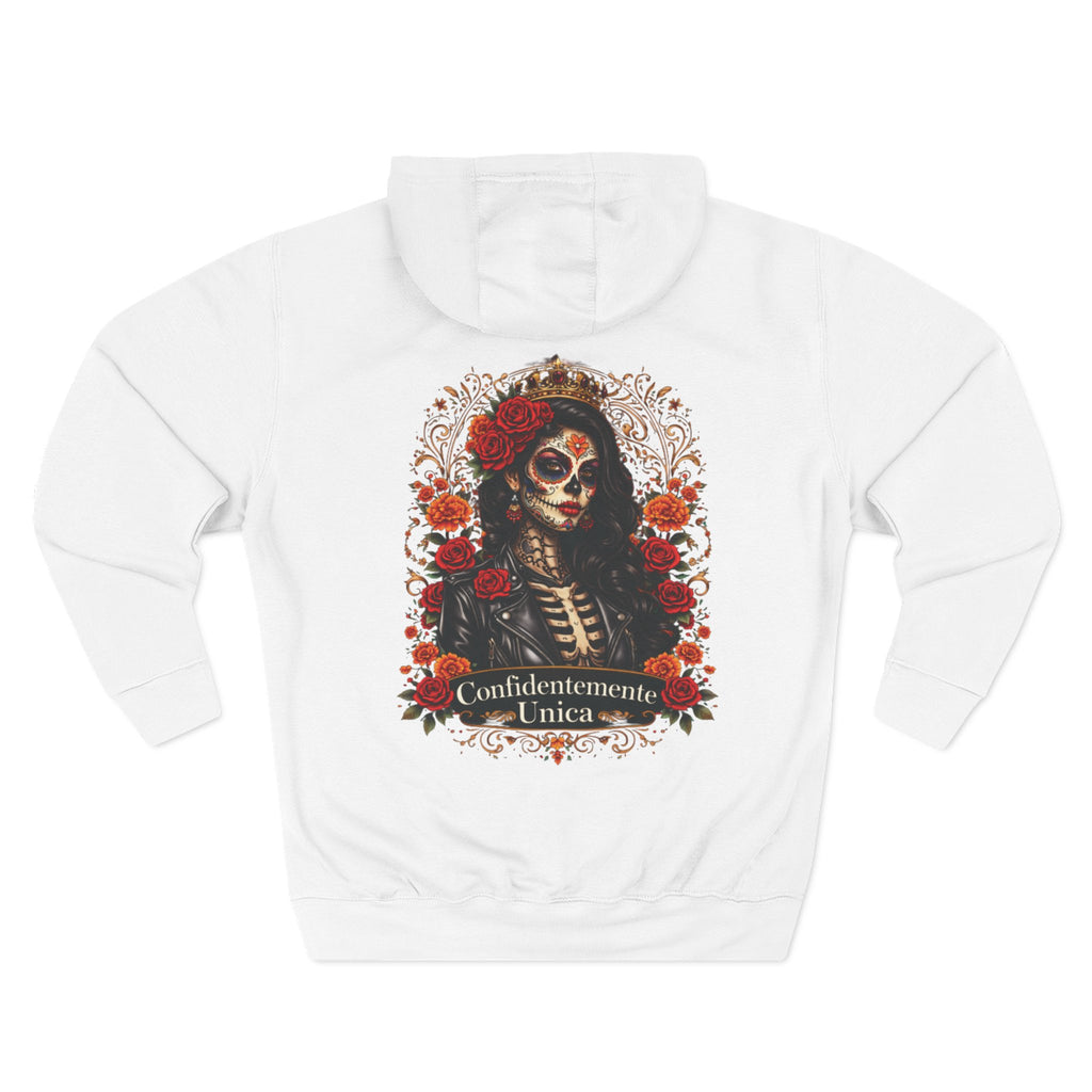 Hoodie — 'Confidentemente Única' Day of the Dead Sugar Skull Floral Hoodie