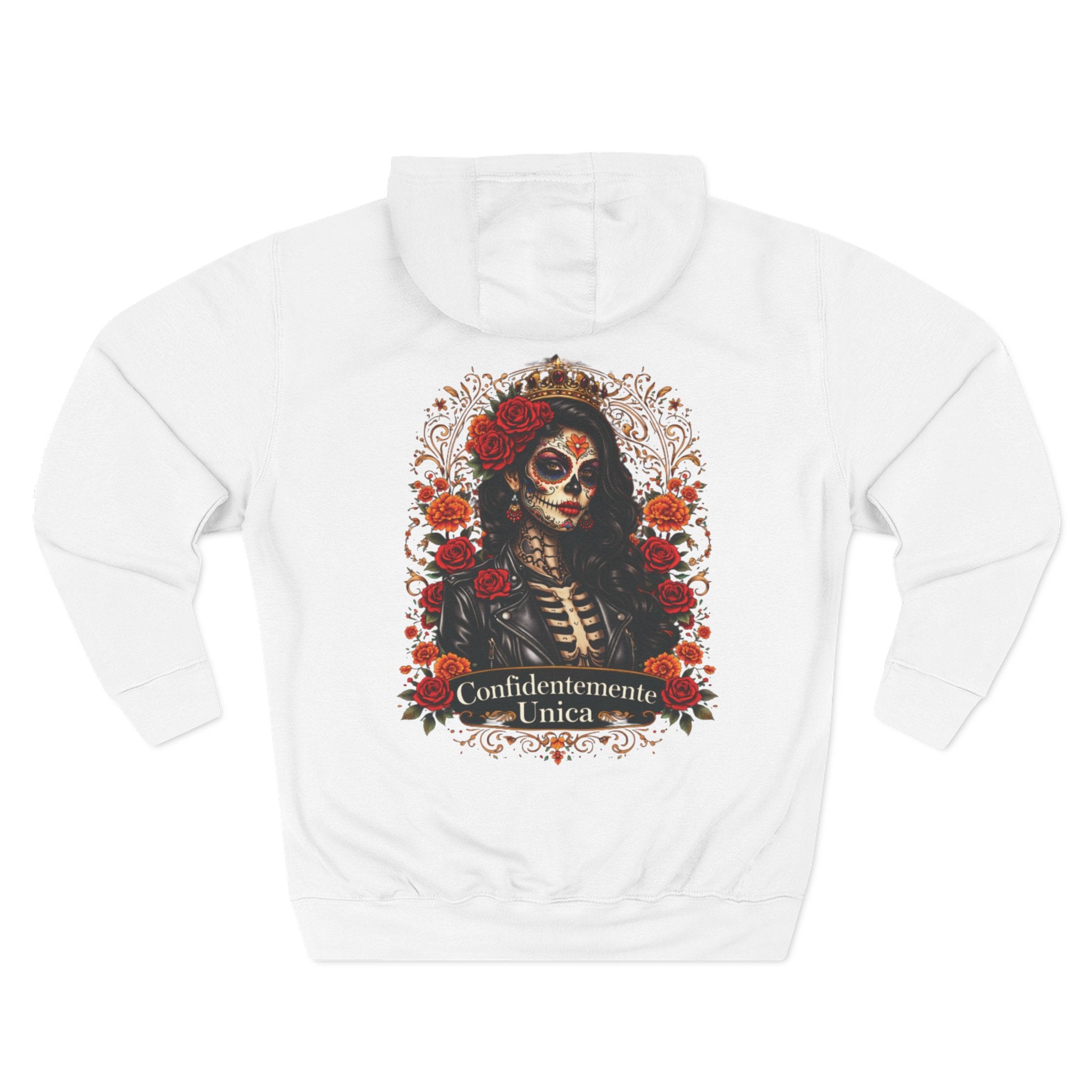 Hoodie — 'Confidentemente Única' Day of the Dead Sugar Skull Floral Hoodie