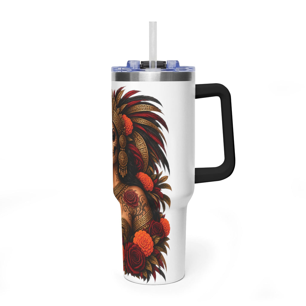 Reina Azteca: Entre Rosas y Cempasúchil | Vacuum Thermal Tumbler, 40oz