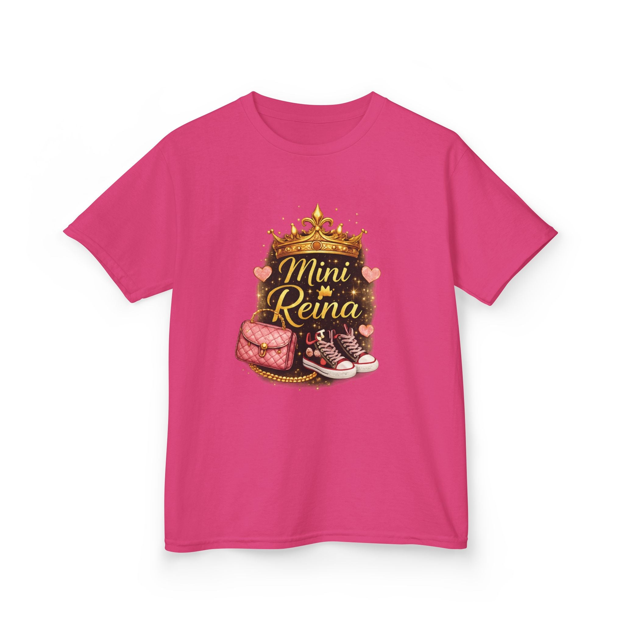 Kids Tee — "Mini Reina" Crown & Shoes Graphic