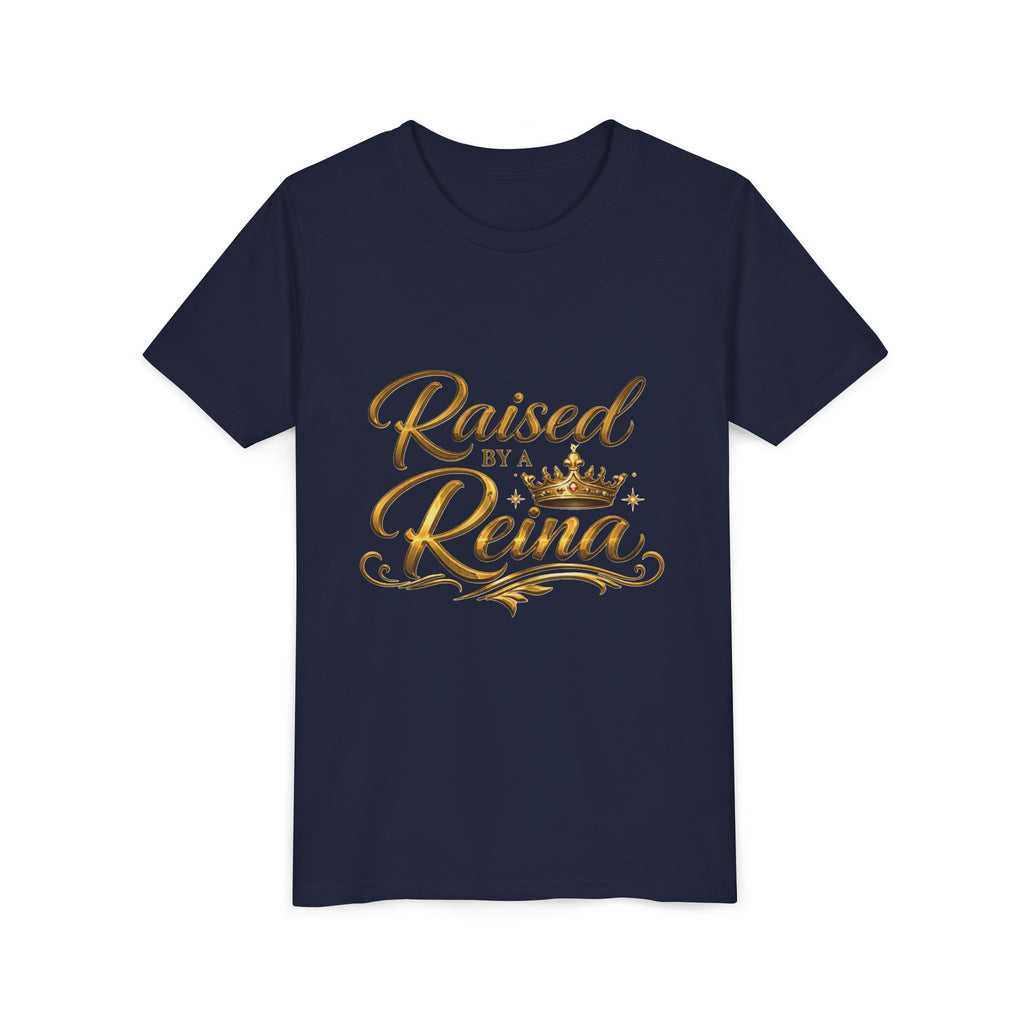 Raised by a Reina Youth Tee | Gold Crown Kids Shirt