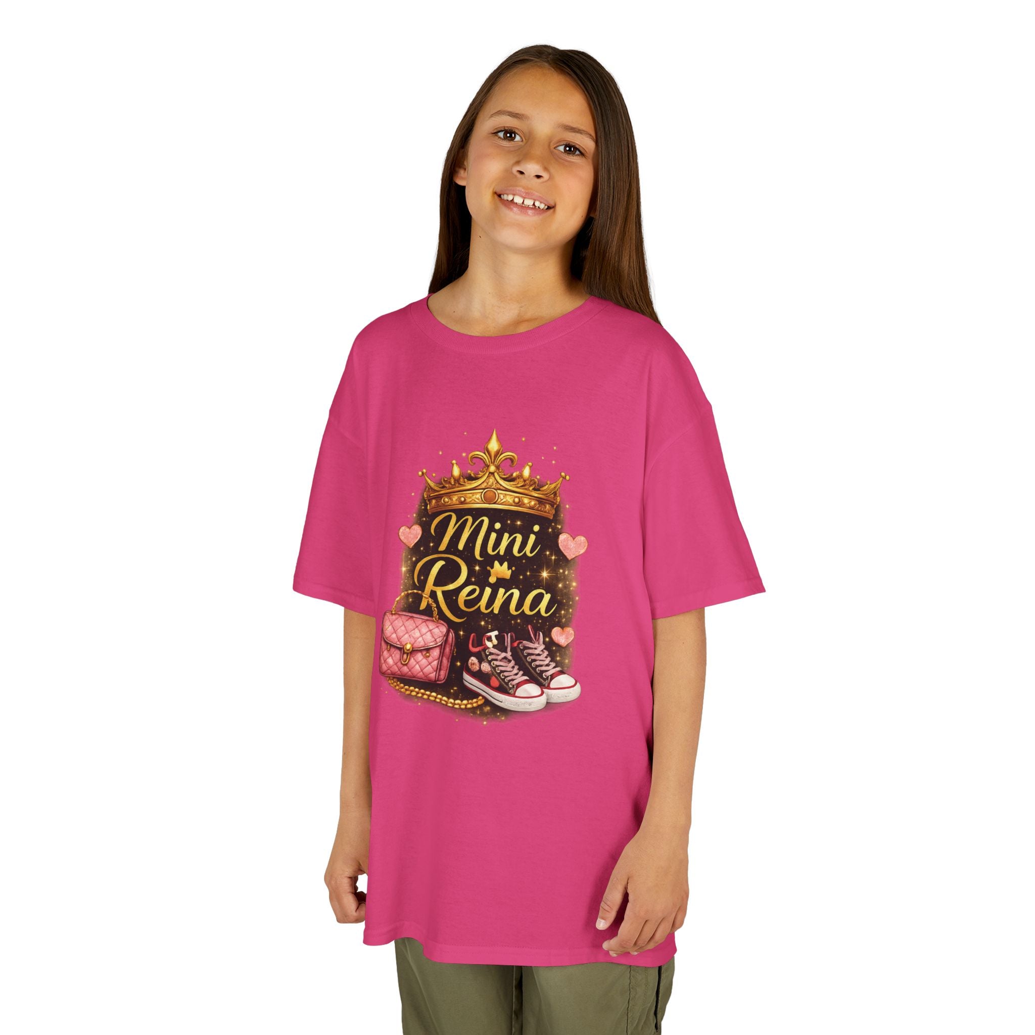Kids Tee — "Mini Reina" Crown & Shoes Graphic