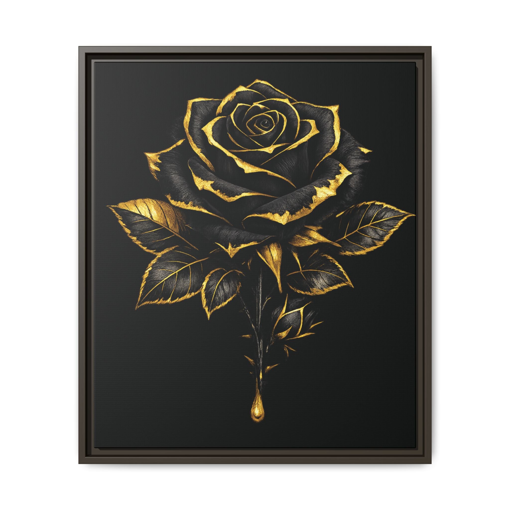 “Bloom Into Power – Gold Rose Canvas” Matte Canvas Wall Art
