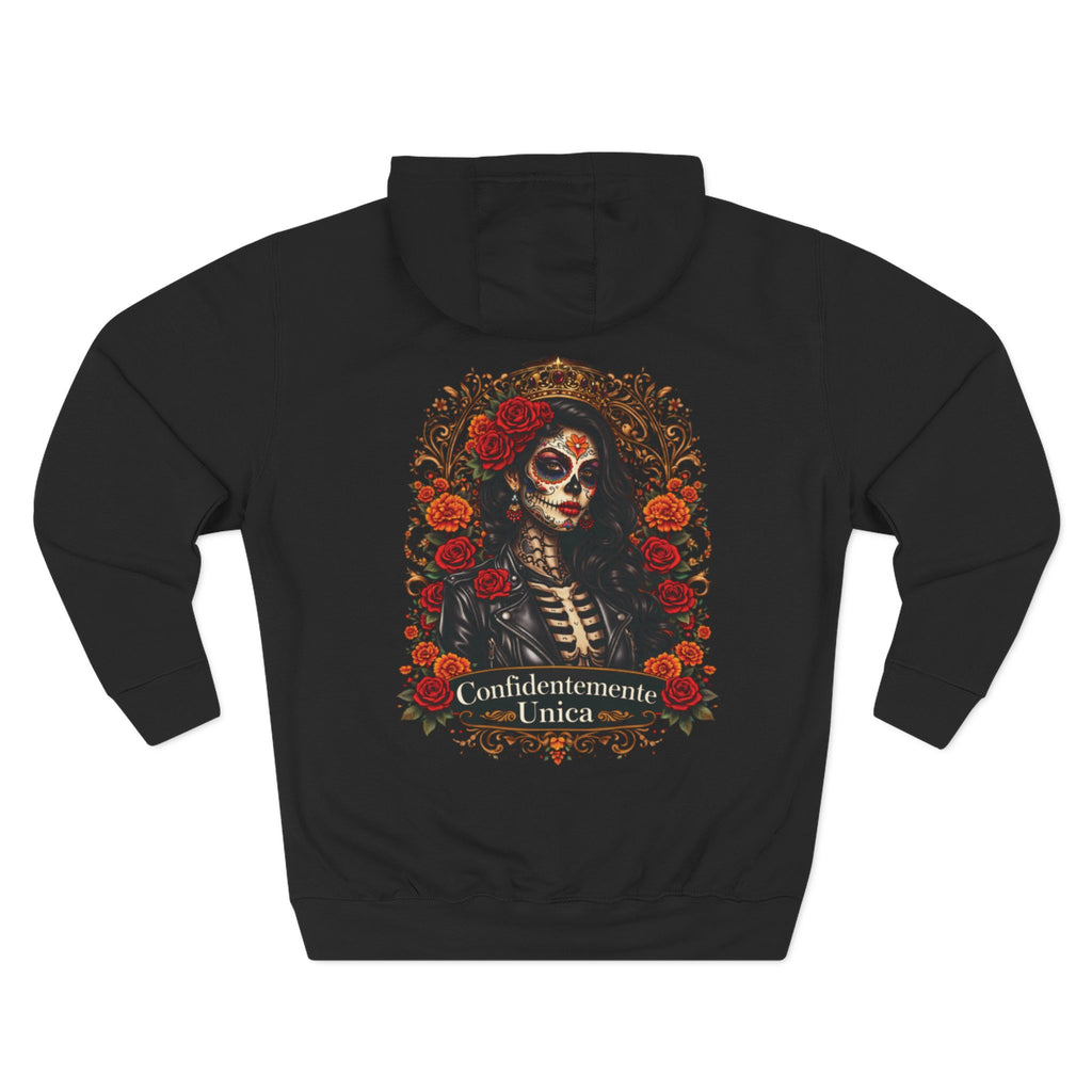 Hoodie — 'Confidentemente Única' Day of the Dead Sugar Skull Floral Hoodie