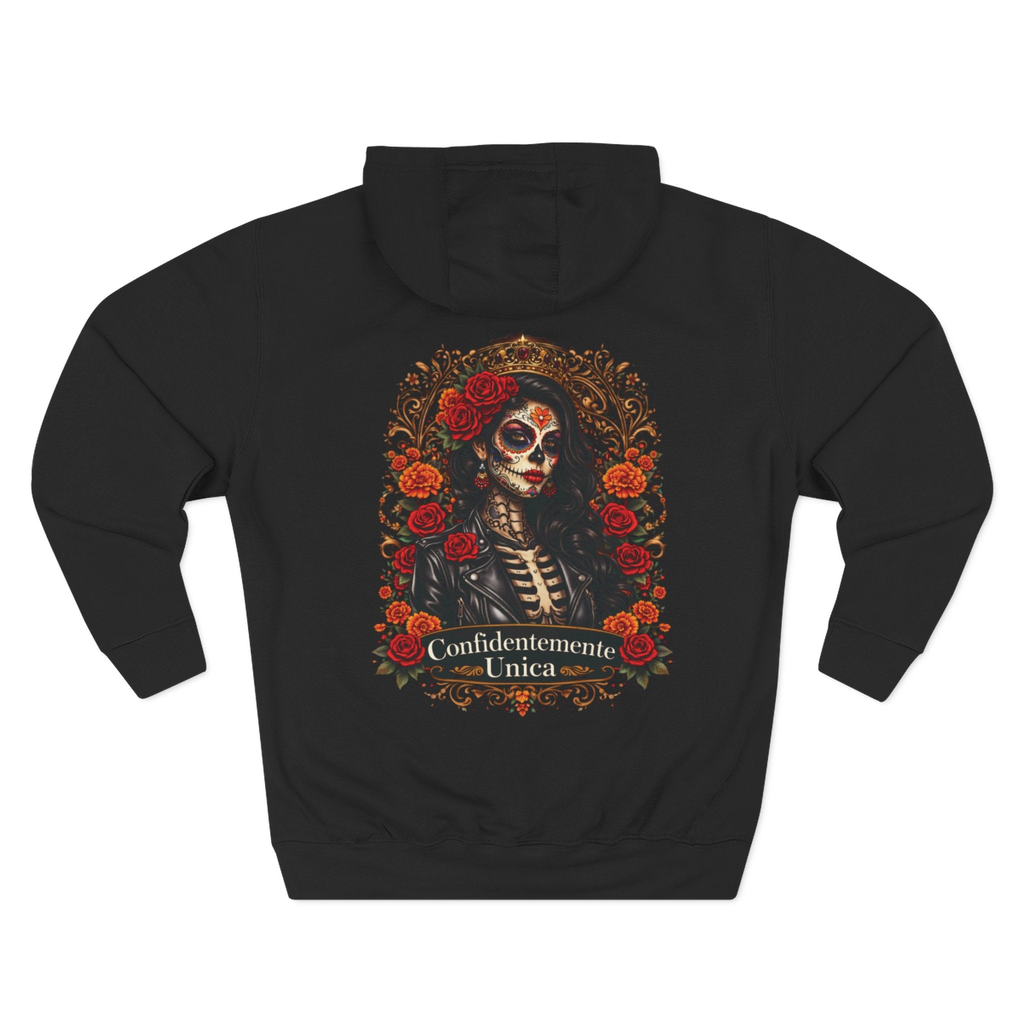 Hoodie — 'Confidentemente Única' Day of the Dead Sugar Skull Floral Hoodie
