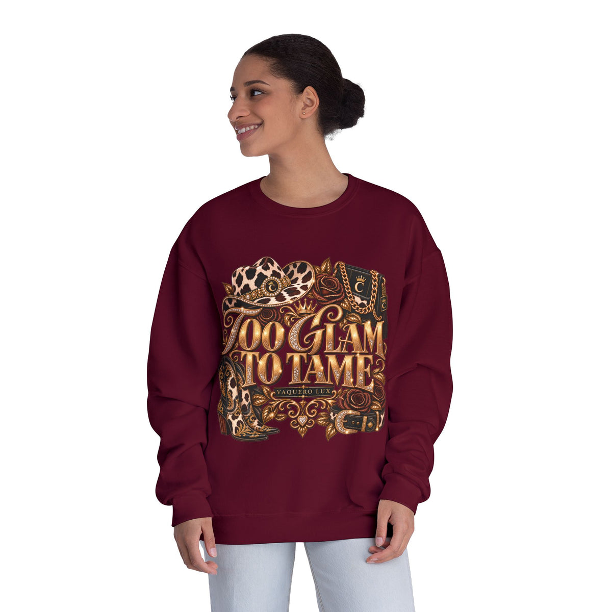 Vaquera Lux – Too Glam to Tame | NuBlend® Crewneck Sweatshirt