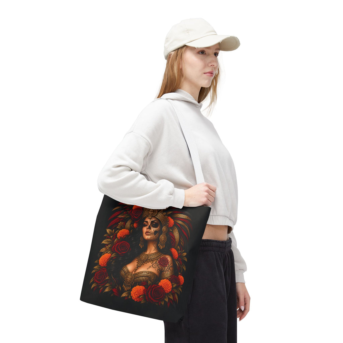 Reina Azteca: Entre Rosas y Cempasúchil | Chicaify Originals | Tote Bag