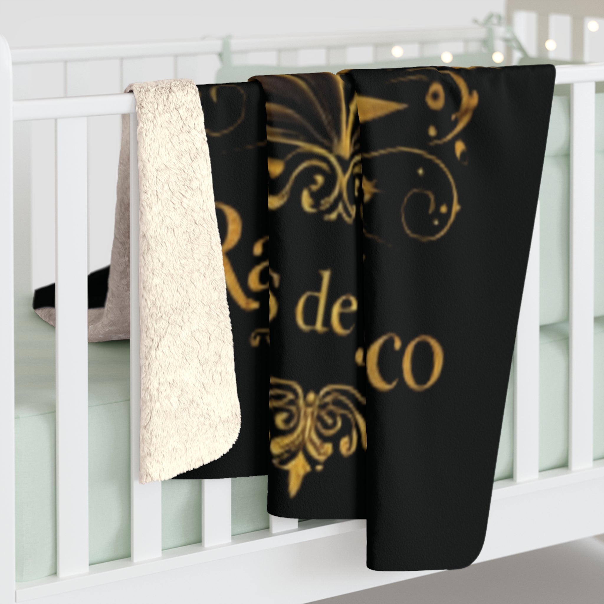 Sherpa Fleece Blanket — Raíces de Jalisco Gold Agave Crown Throw