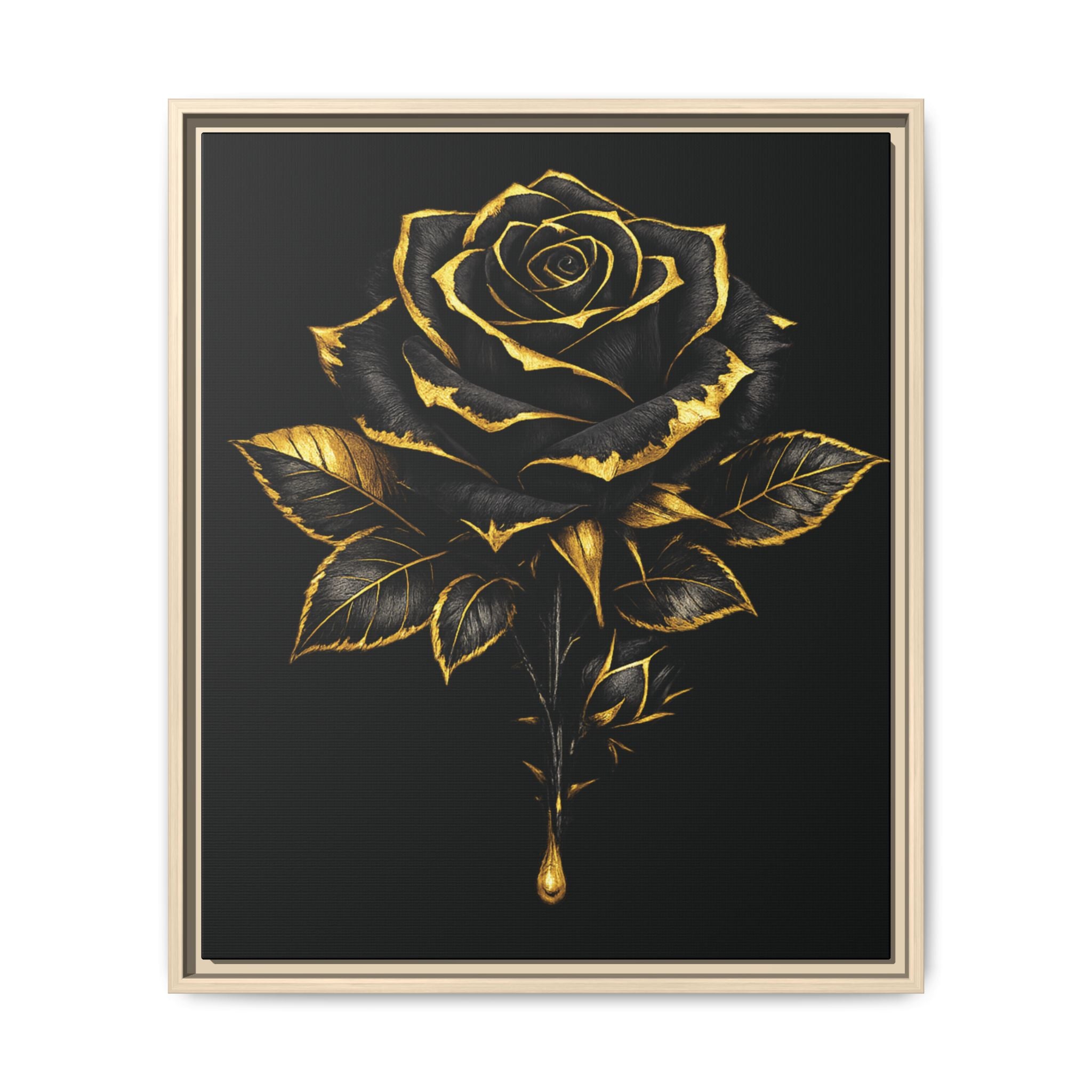 “Bloom Into Power – Gold Rose Canvas” Matte Canvas Wall Art