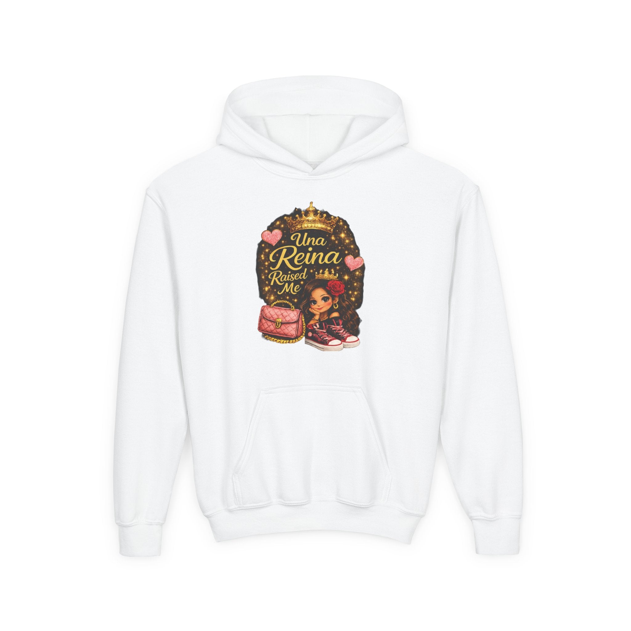 Youth Hoodie — "Una Reina Crece Conmigo" Cute Princess Graphic