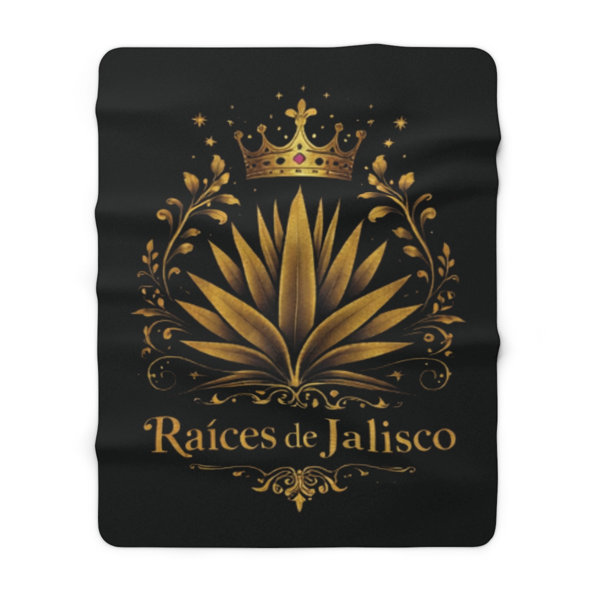 Sherpa Fleece Blanket — Raíces de Jalisco Gold Agave Crown Throw