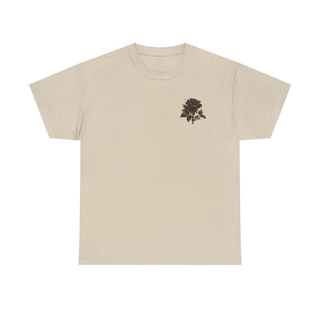 Born to Bloom Rose Crown Tee | Black Gold Floral Graphic