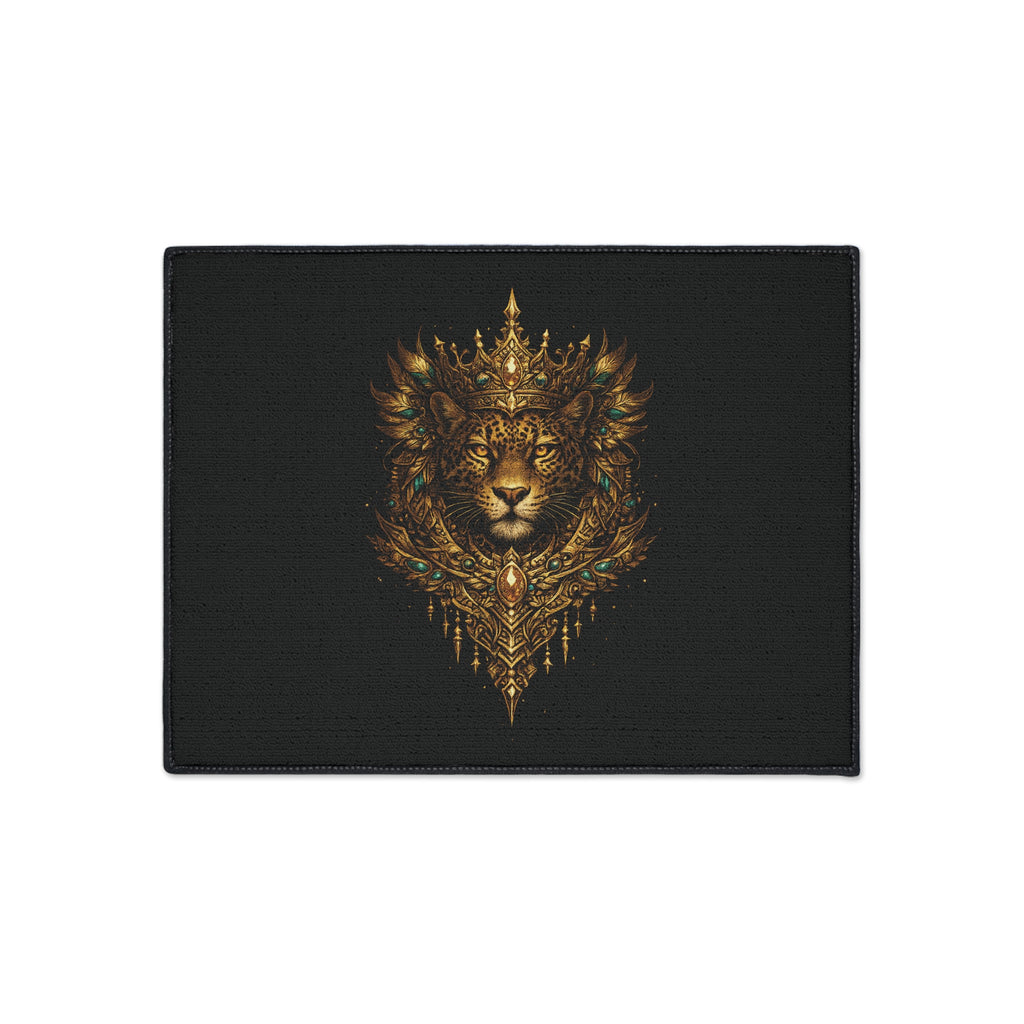 Crowned Jaguar Floor Mat — Regal Decorative Entry Rug