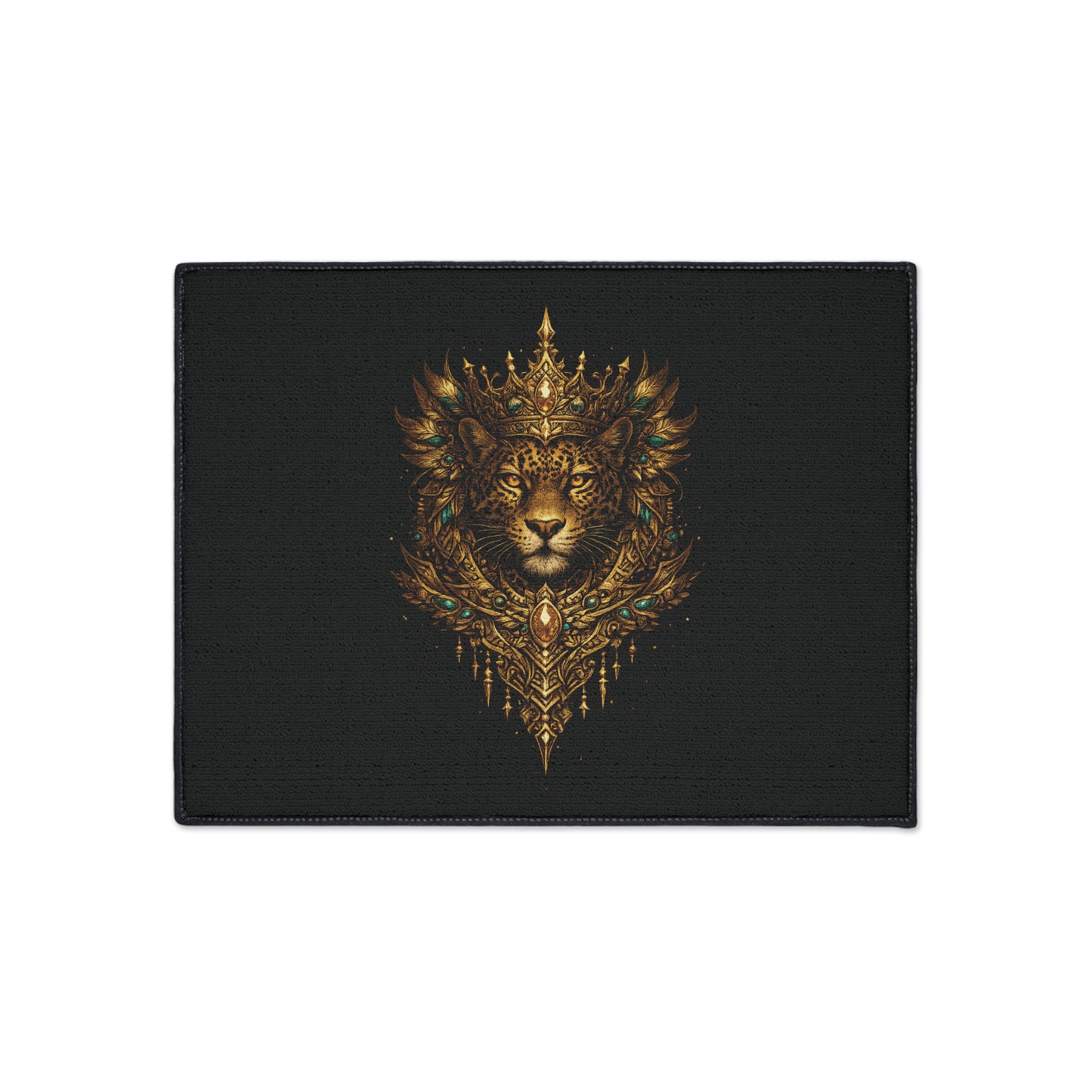 Crowned Jaguar Floor Mat — Regal Decorative Entry Rug