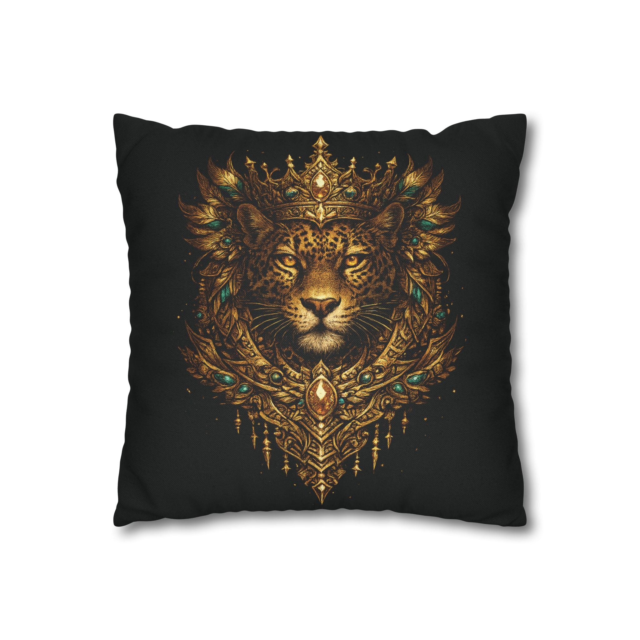 Golden Crowned Jaguar Decorative Pillow case