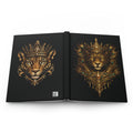 Golden Crowned Jaguar Hardcover Journal — Regal Gold Animal Illustration Notebook