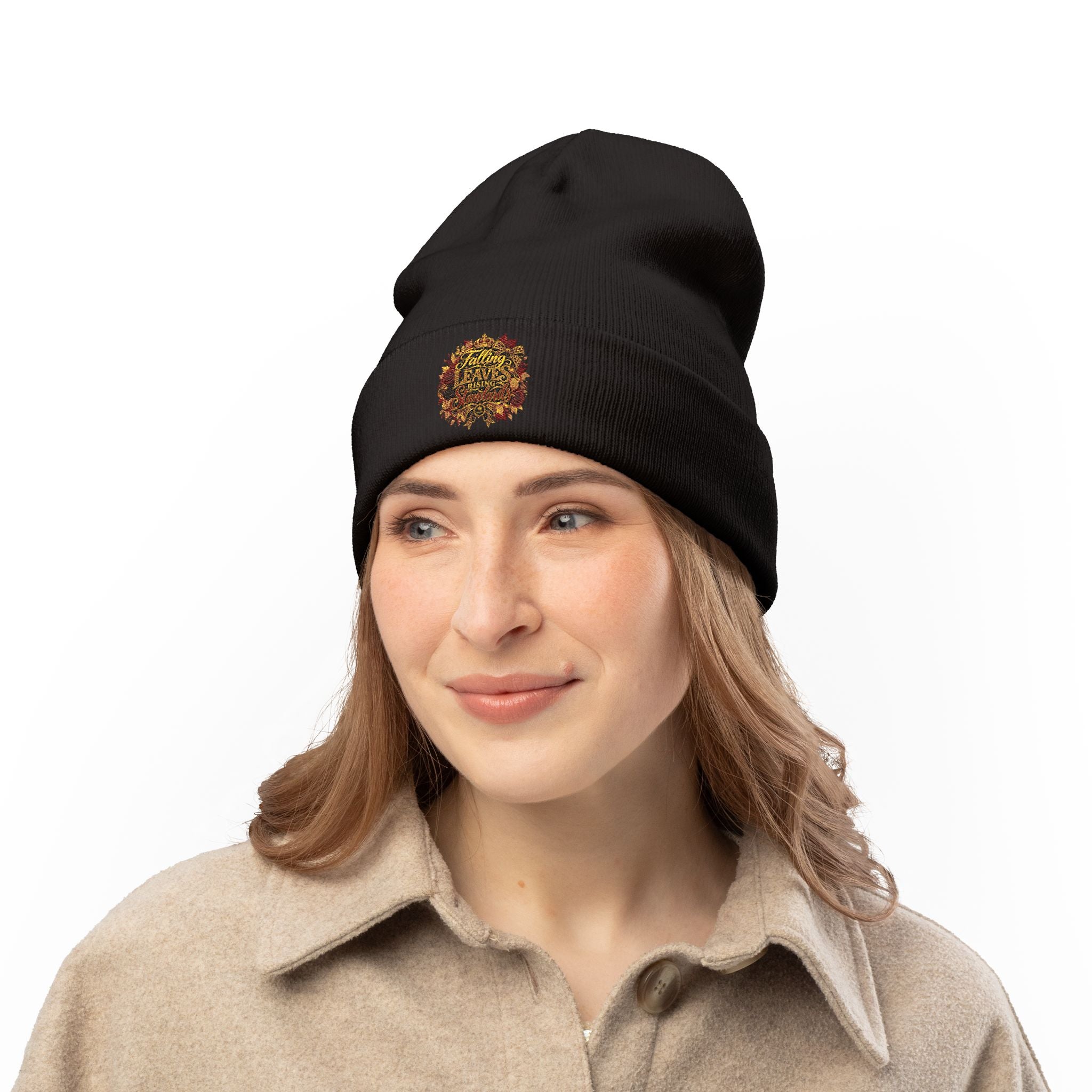 Falling Leaves, Rising Standards | Knit Beanie (Embroidery)