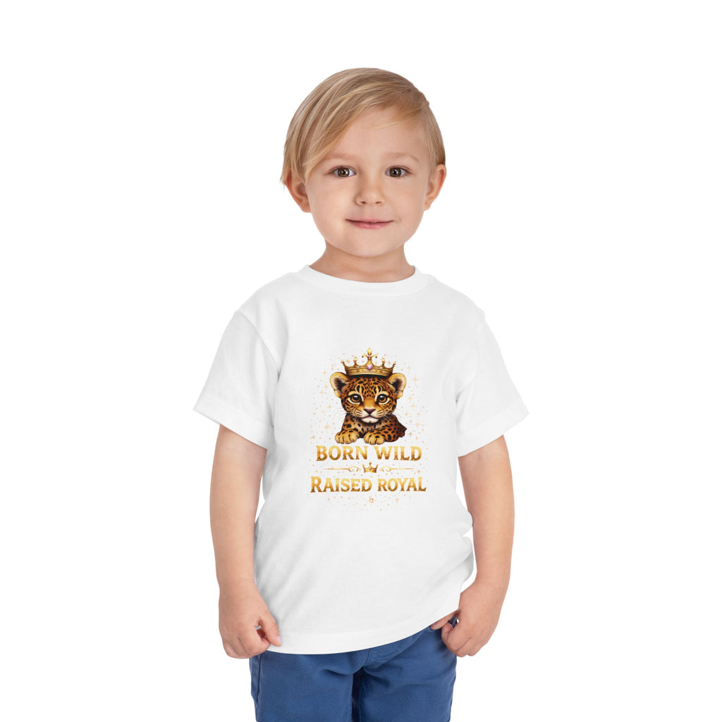 Toddler Tee - "Born Wild Raised Royal" Jaguar Cub Crown Graphic
