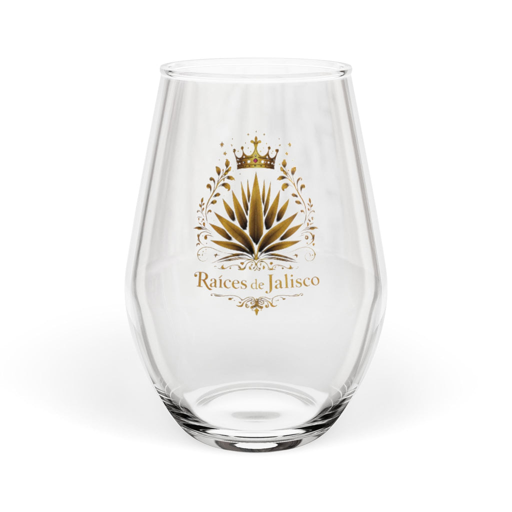 Stemless Wine Glass - "Raíces de Jalisco" Gold Agave Crest, 11.75 oz