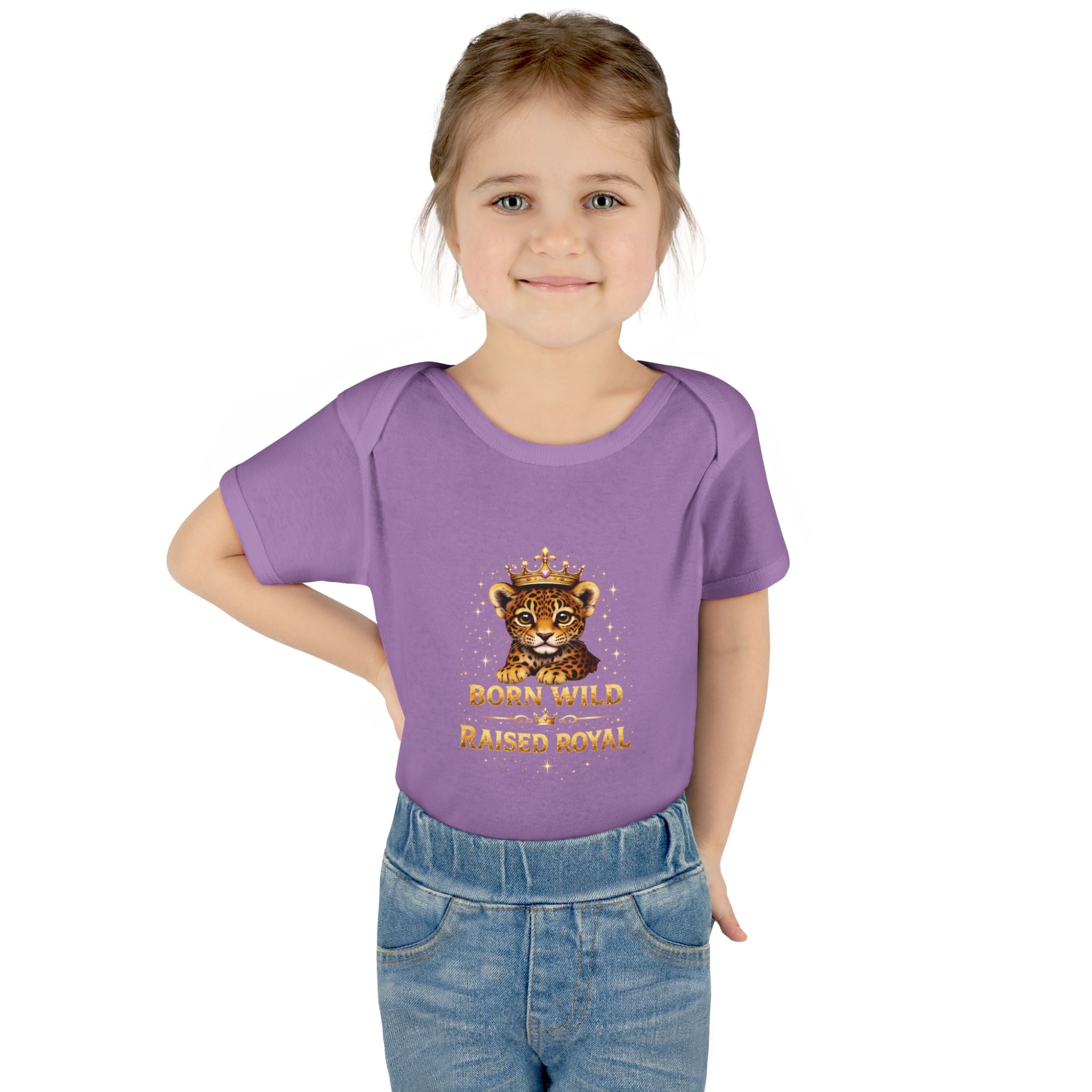 Baby Bodysuit – “Born Wild Raised Royal” Jaguar Cub Graphic Infant Onesie