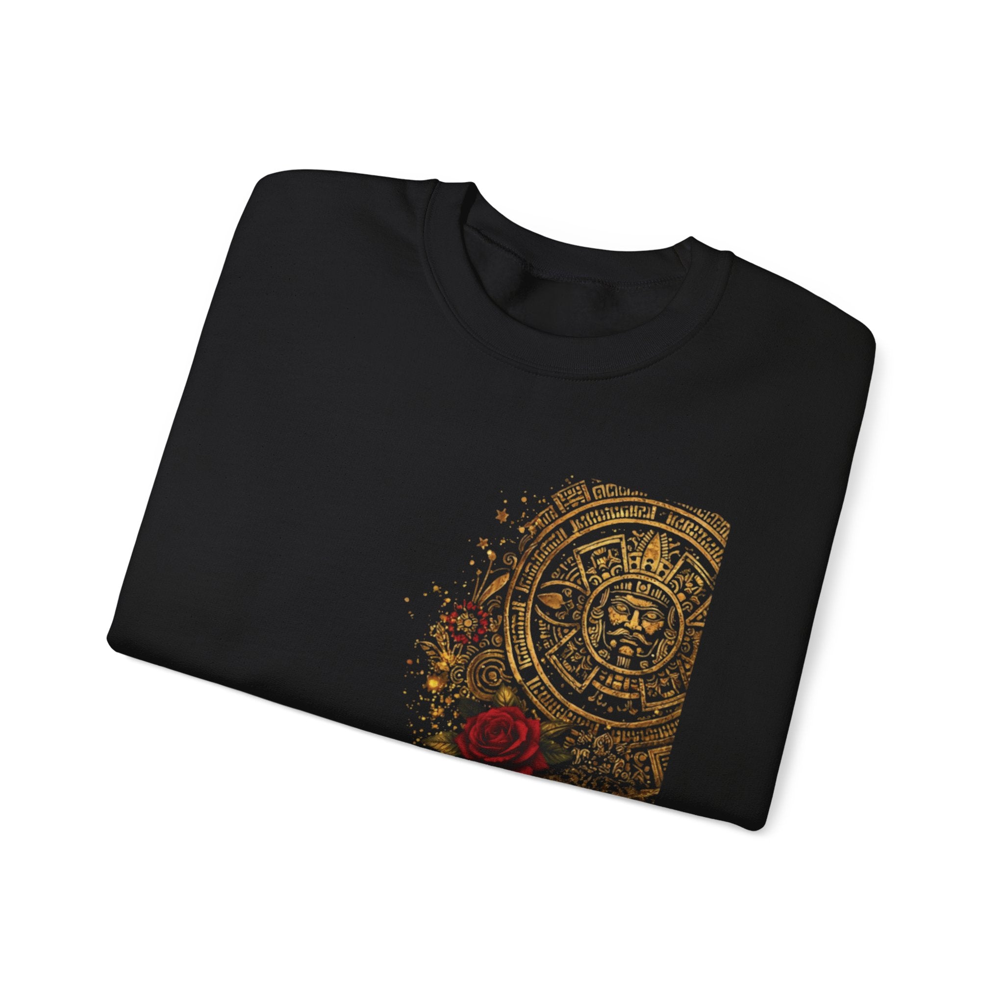 Golden Azteca Calendar & Rose Graphic-Reina Azteca sweatshirt