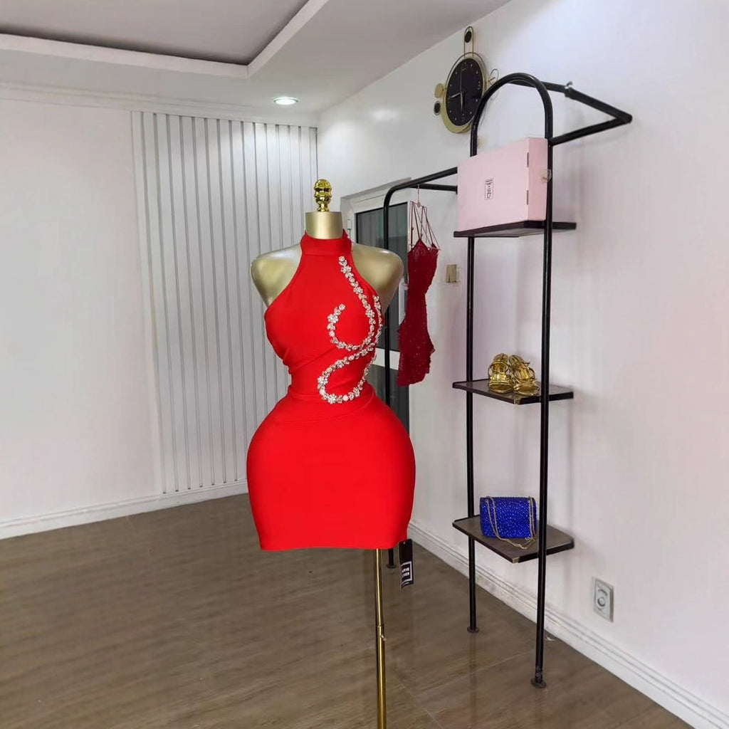 Strapless Rhinestone Bandage Midi Dress