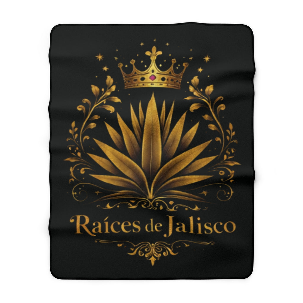Sherpa Fleece Blanket — Raíces de Jalisco Gold Agave Crown Throw