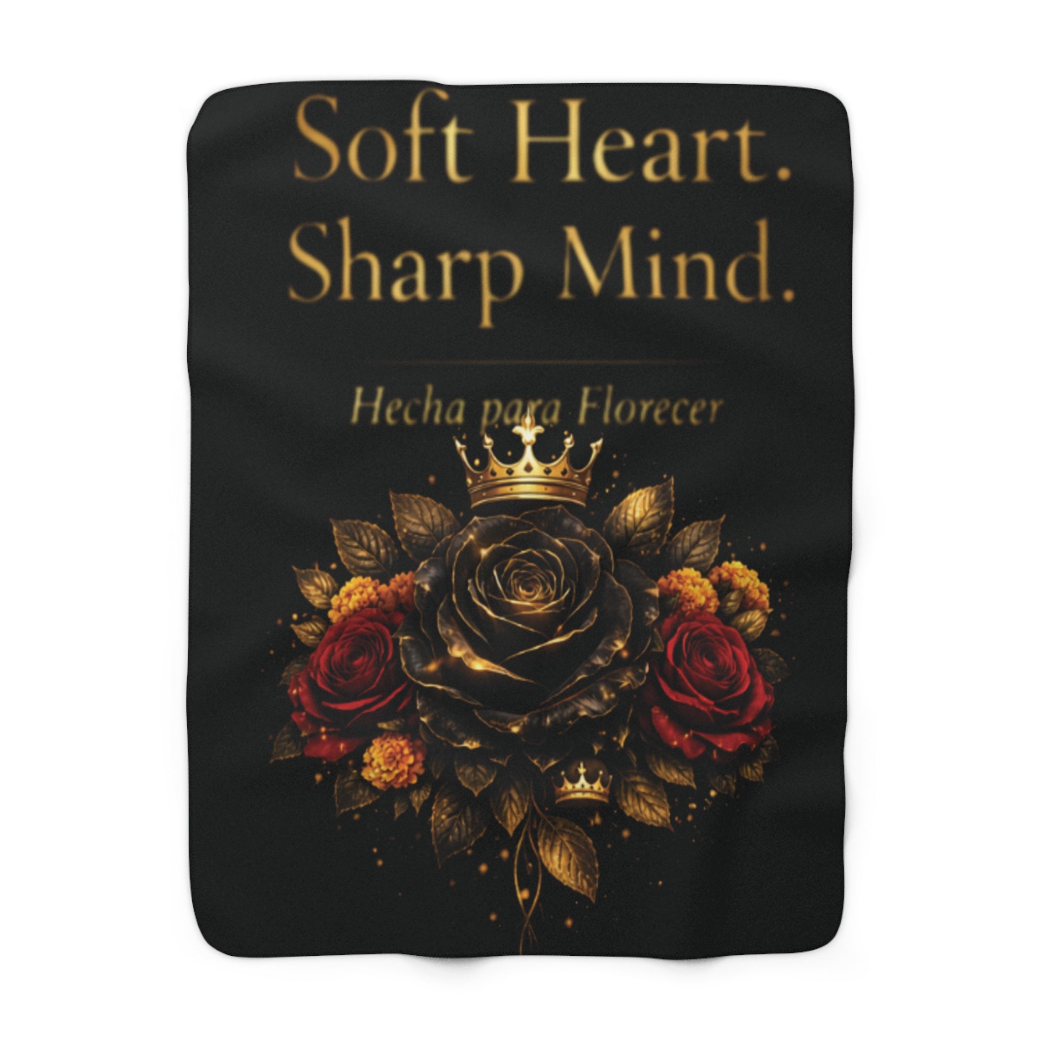 Soft Heart Sharp Mind Sherpa Blanket – Crown & Rose Luxe Throw (Hecha para Florecer)