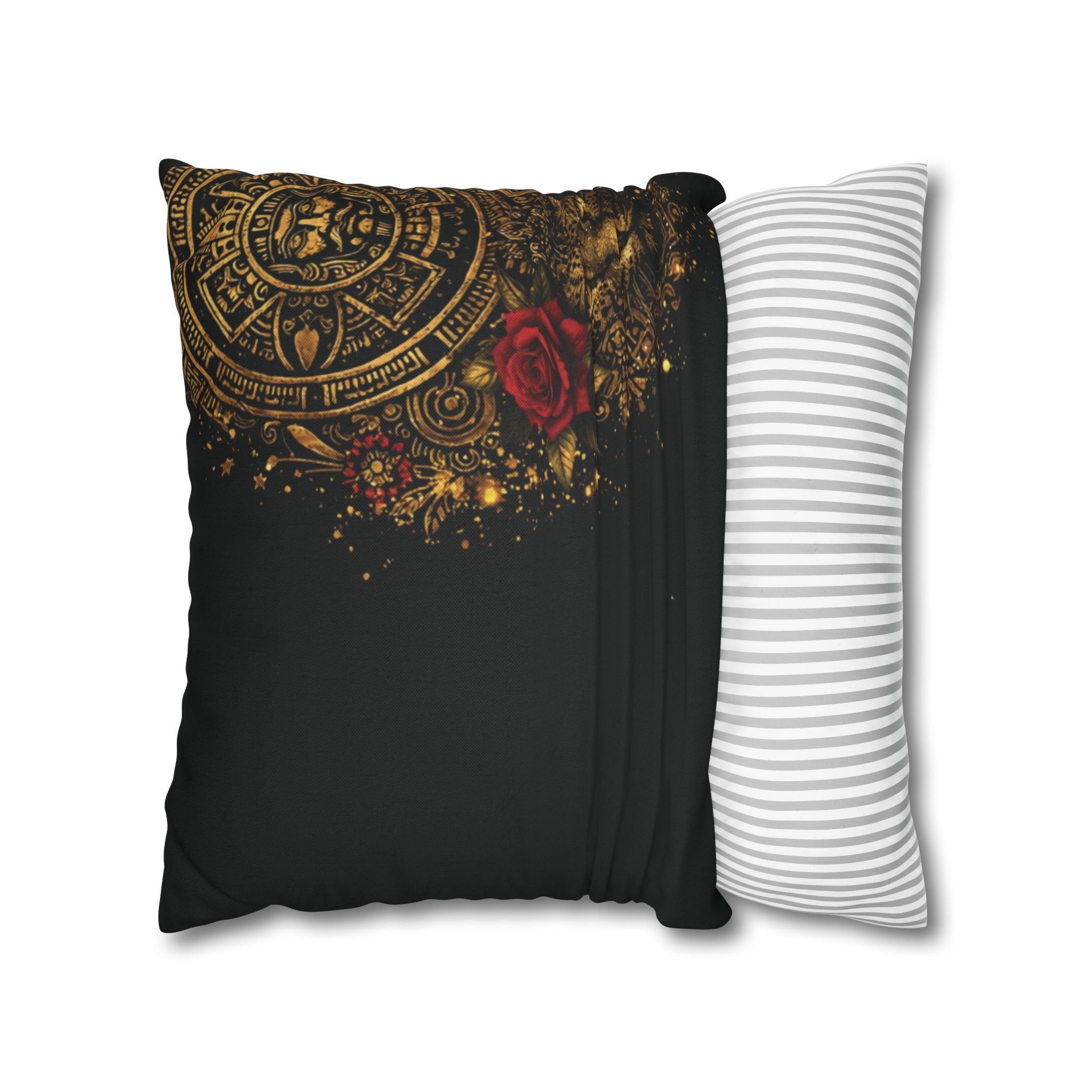 Reina Azteca Pillowcase — Rose Decorative Throw Pillow