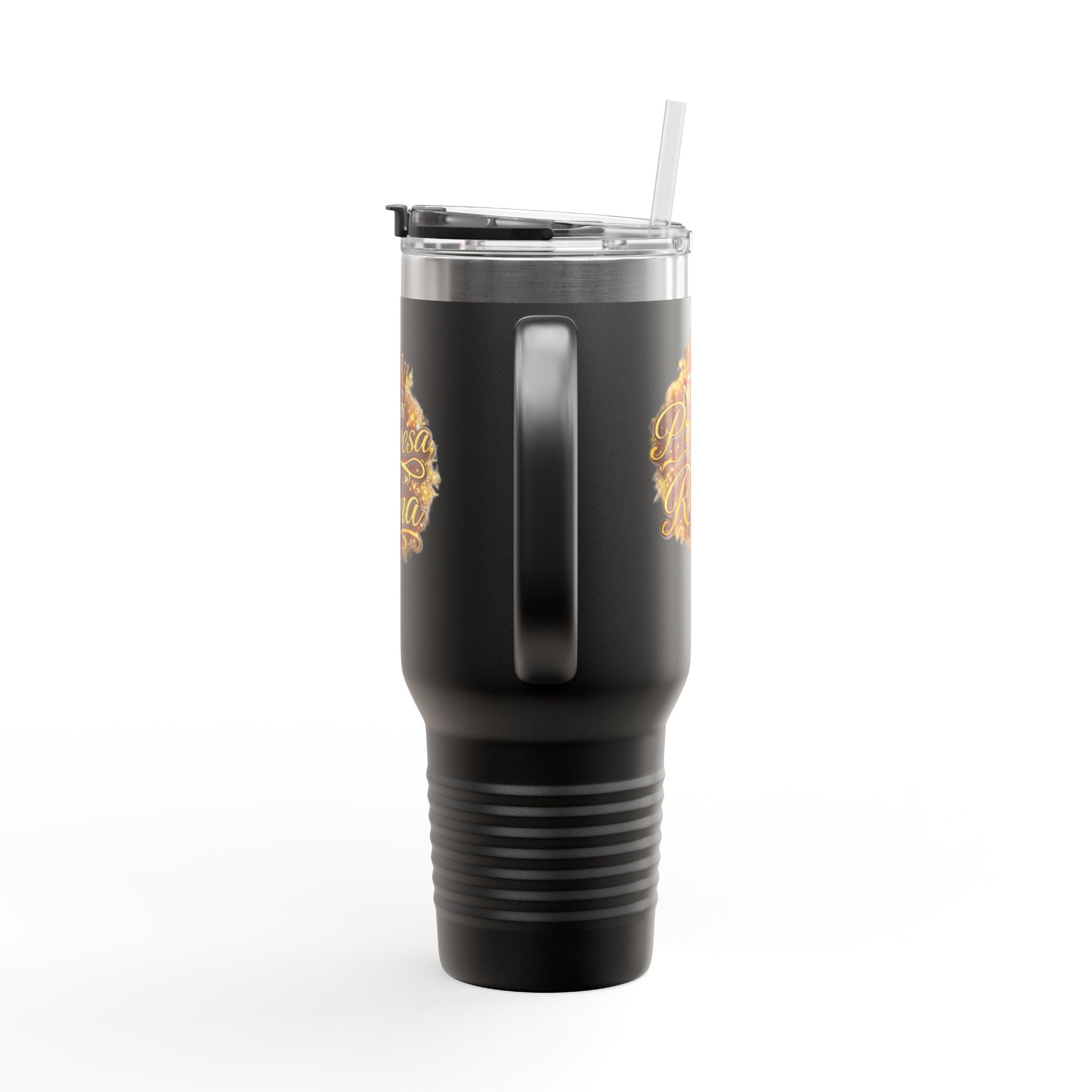 40oz Insulated Travel Mug - "No Soy Princesa, Soy Reina" Gold Crest