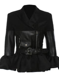 Three-Quarter Sleeve Faux Leather Jacket