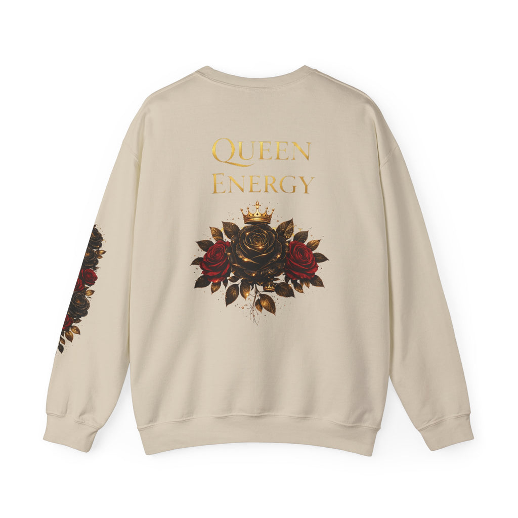 Queen Energy Crewneck Sweatshirt — Floral Crown Rose Graphic