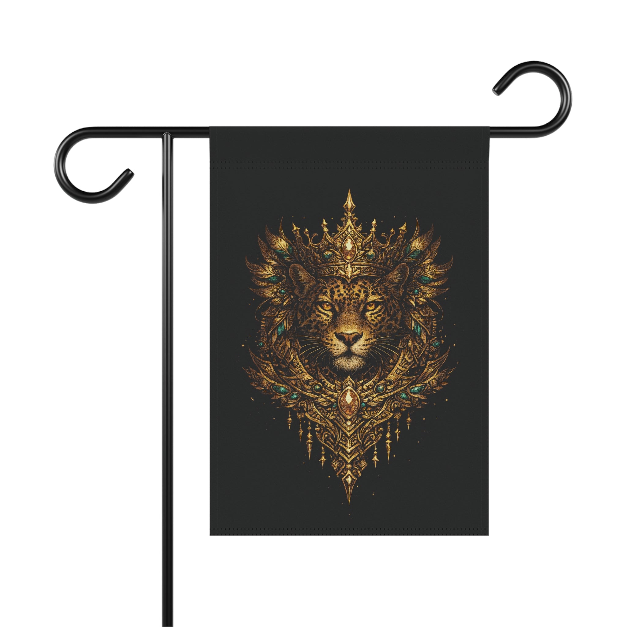 Regal Jaguar Flag — Ornate Gold Crowned Lion House Banner