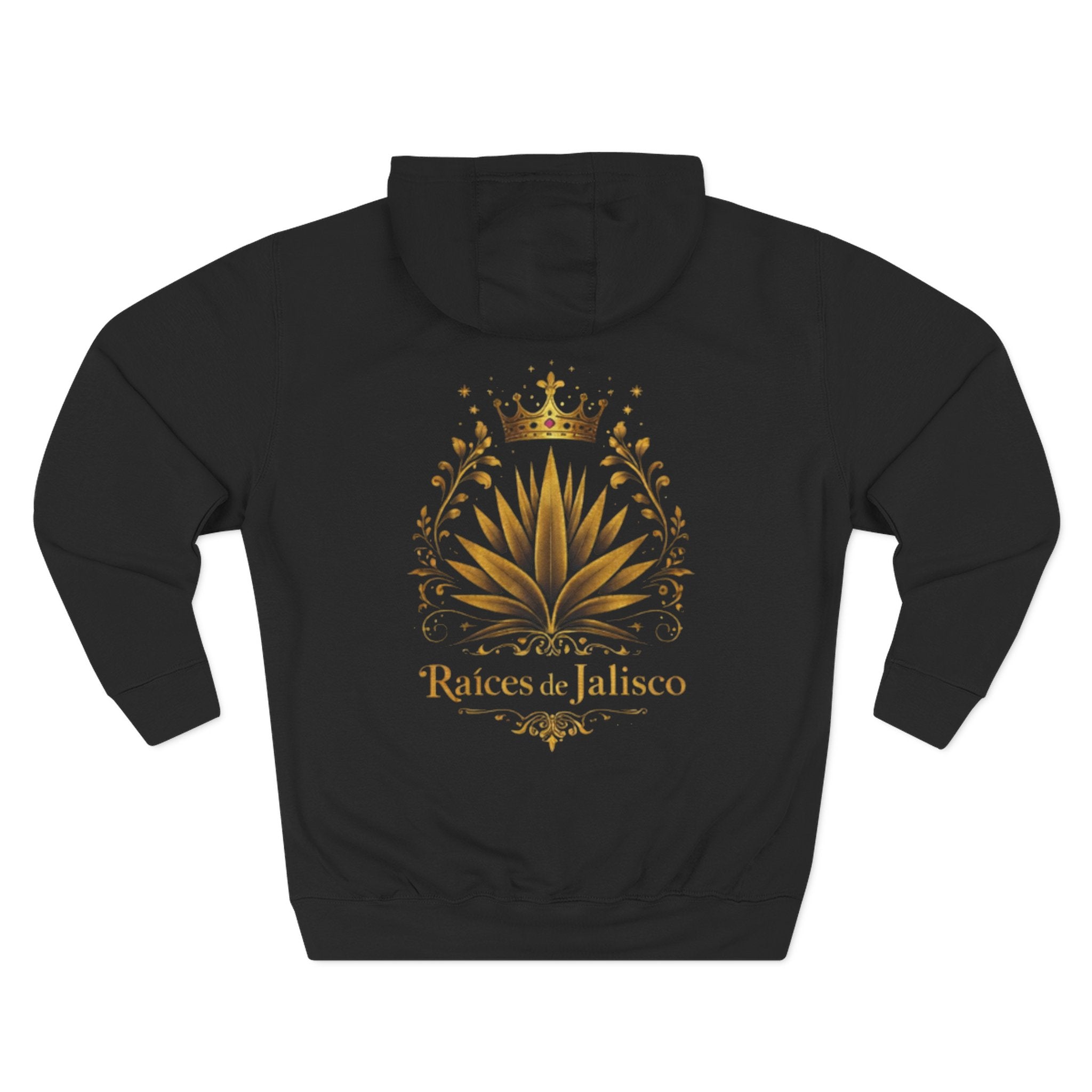 Raíces de Jalisco Gold Crown Hoodie — Regal Agave Graphic Pullover