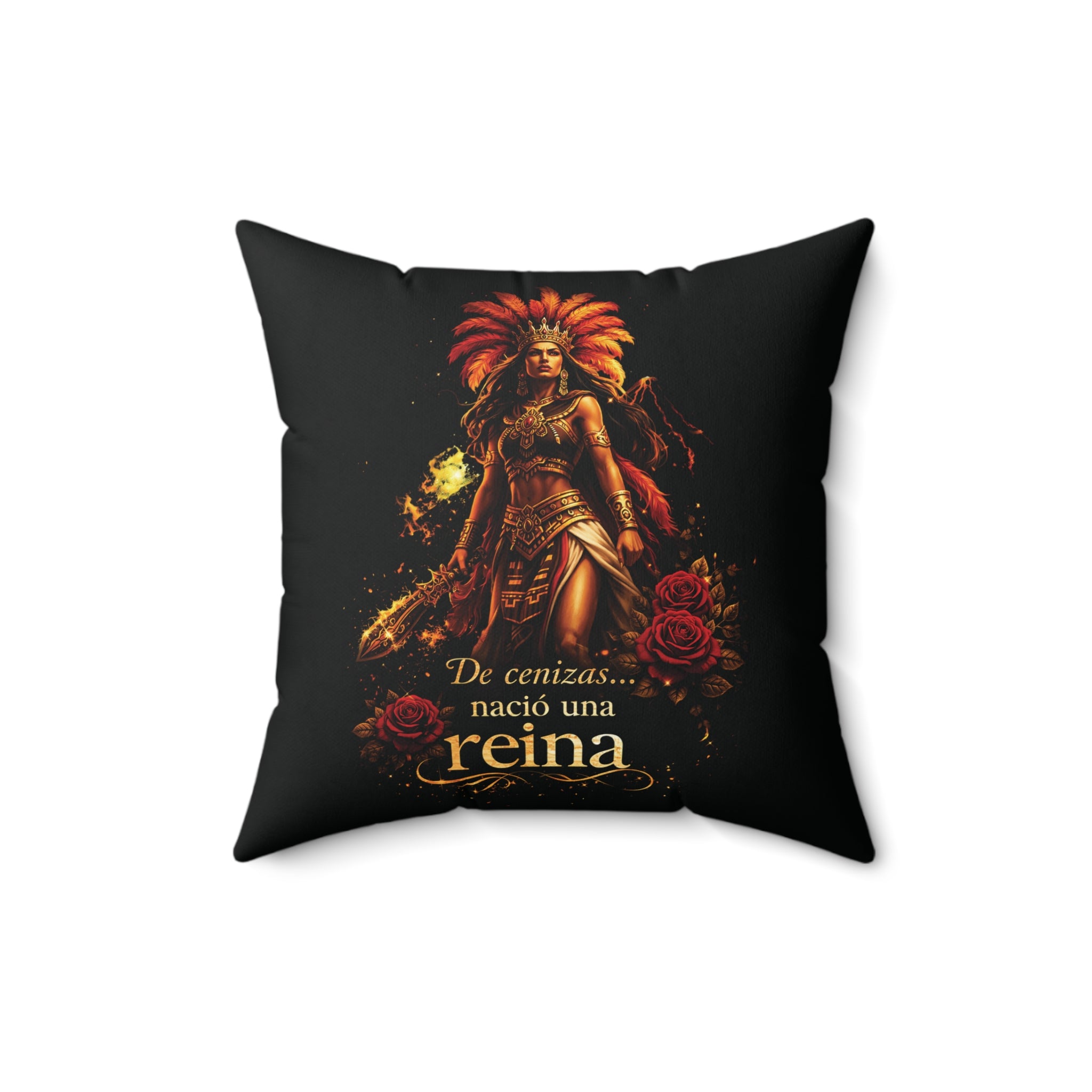 Reina Warrior Pillow — "De cenizas… nació una reina" Decorative Throw Pillow
