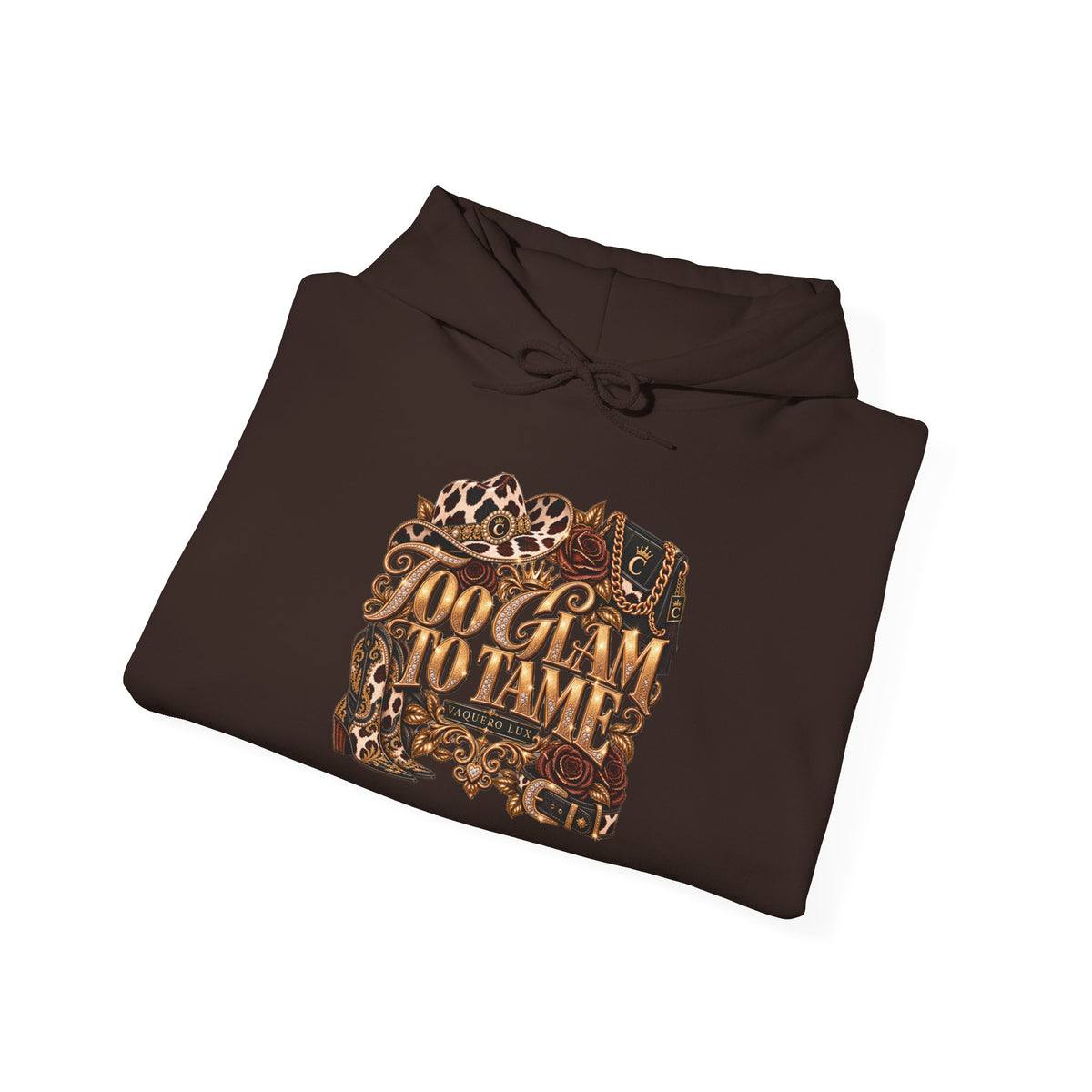 Vaquera Lux – Too Glam to Tame | Heavy Blend™ Hooded Sweatshirt